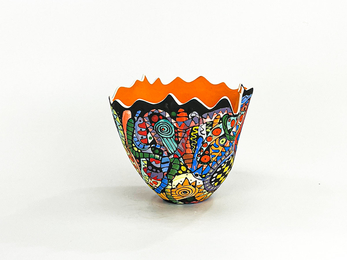 Mediterranean Mix II — JeanElton TallVase in Multi-Color/Orange, side view
