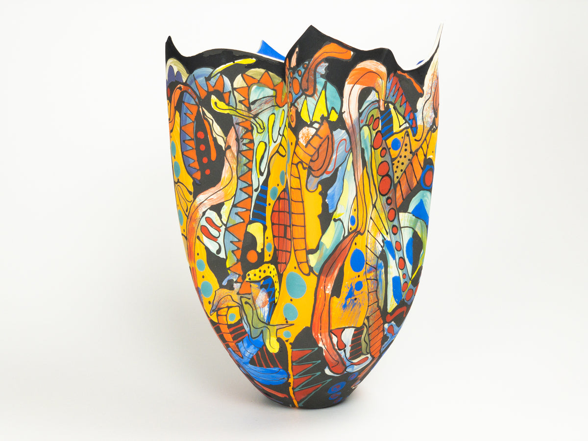 Curve & Color Medley I — JeanElton TallVase in Multi-Color/Blue, front view