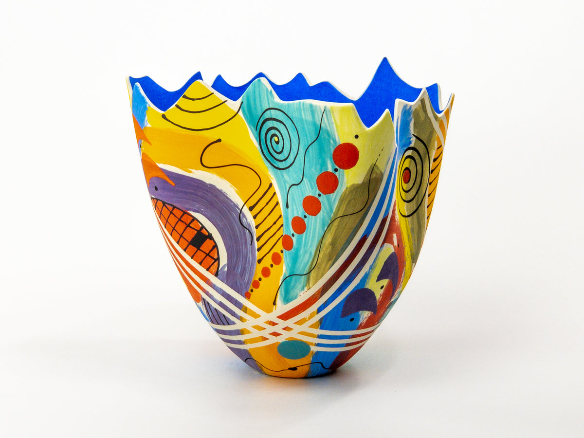 Vivid Mosaic IX — JeanElton TallVase in Multi-Color/Blue, side view