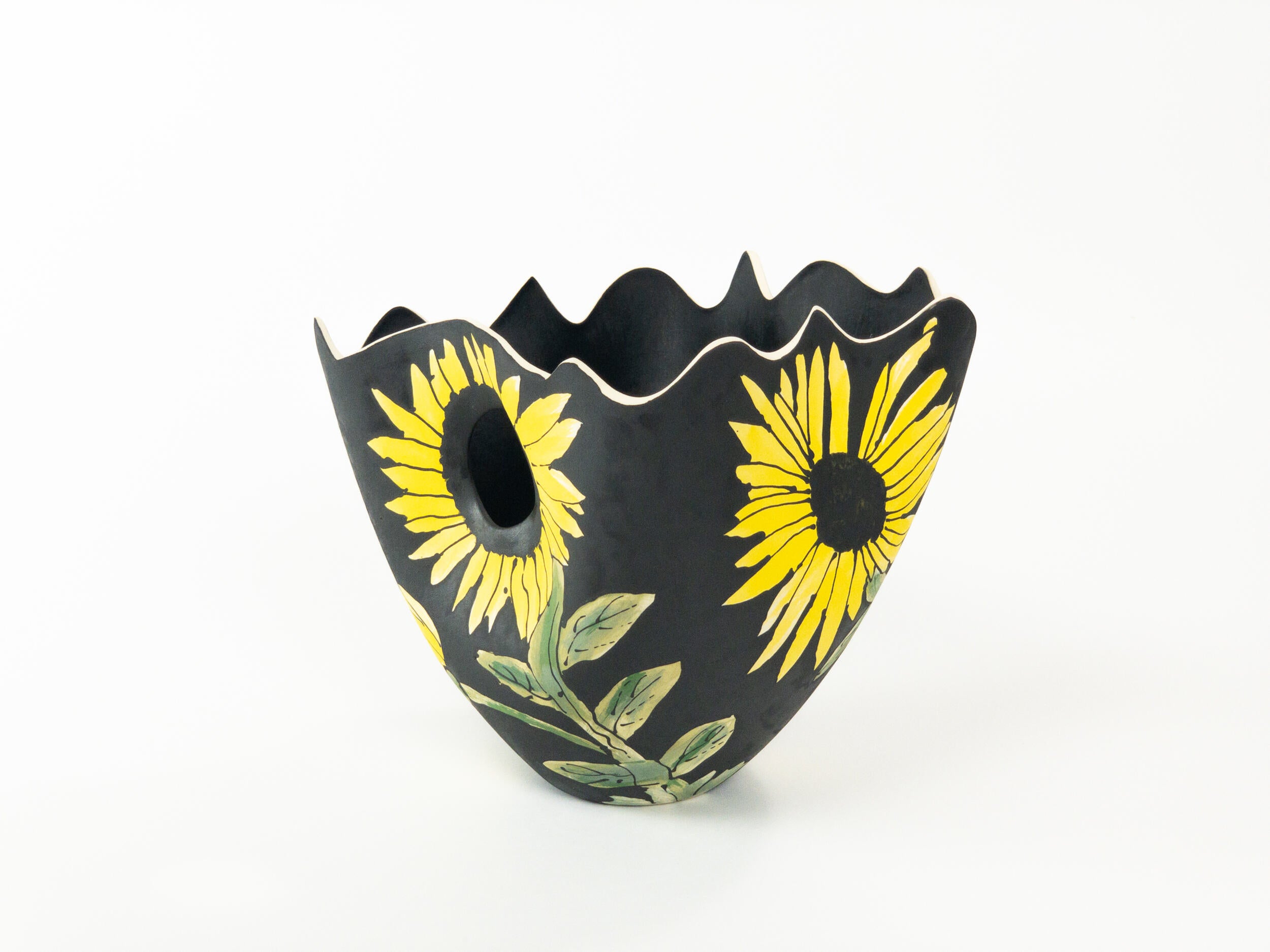 Sunwatcher — JeanElton TallVase in Black & Yellow, front view