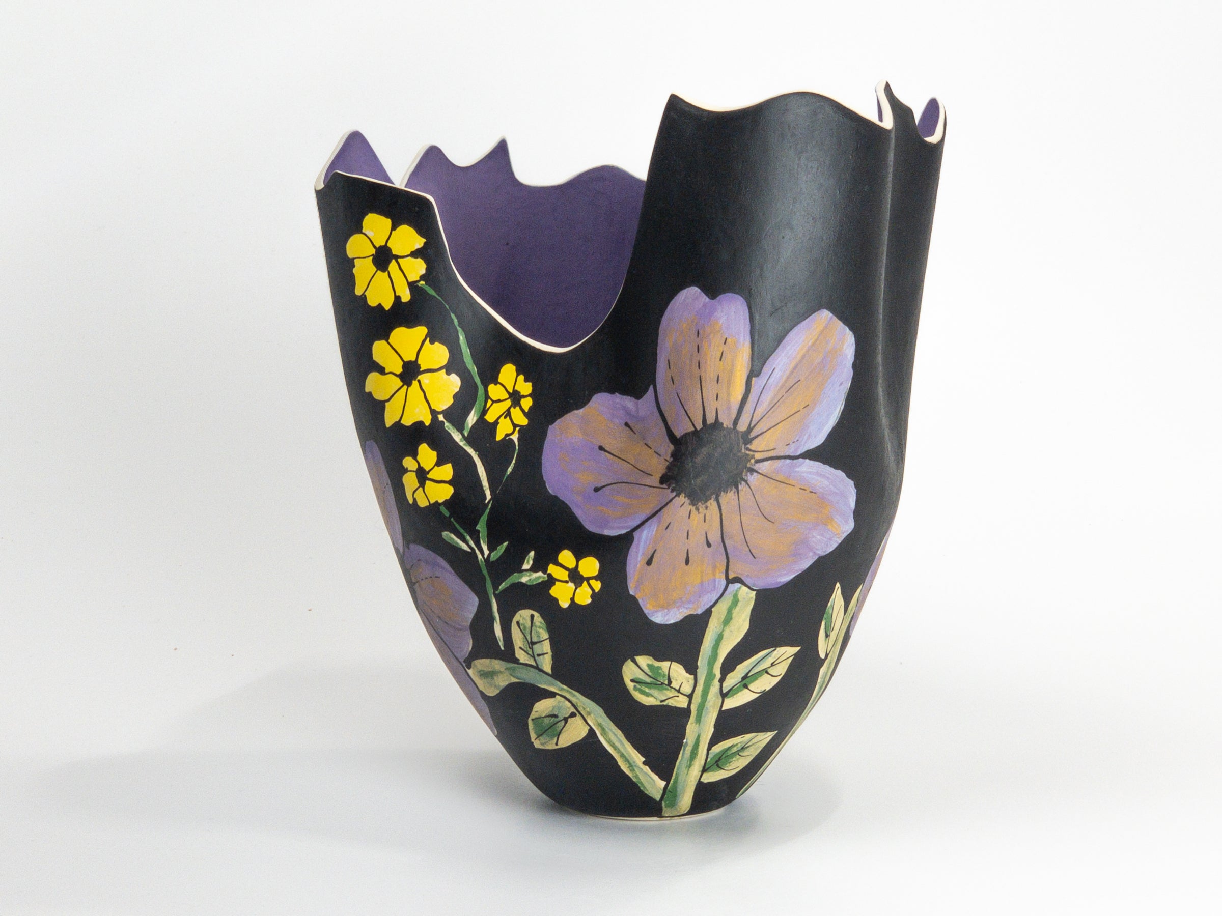 Passage to Purple II — JeanElton TallVase in Black & Violet, front view