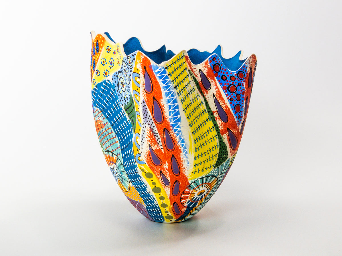 Fireworks II — JeanElton TallVase in Multi-Color/Blue, side view