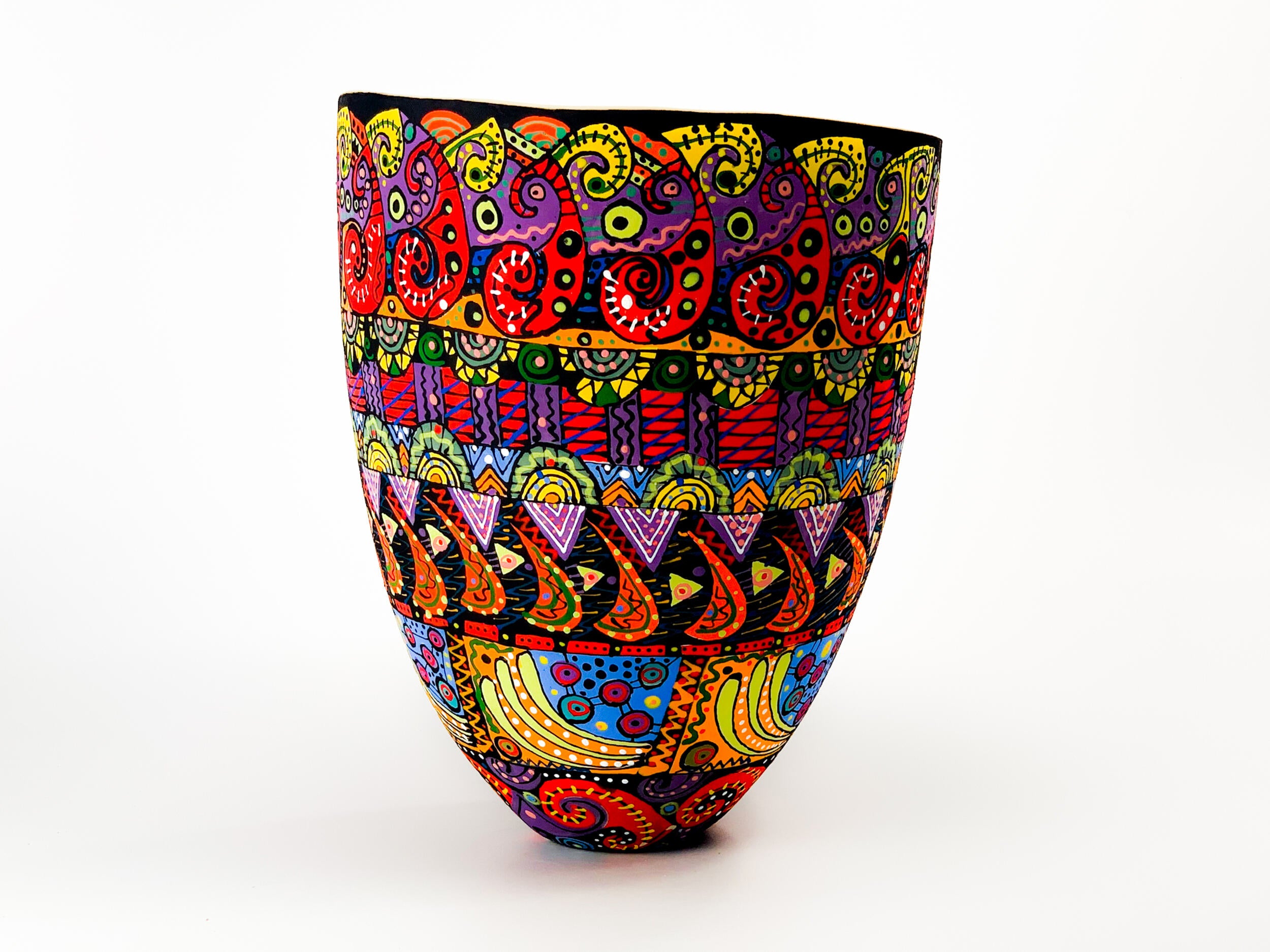Paisley Carousel — JeanElton TallVase in Multi-Color/Black, three-quarter view