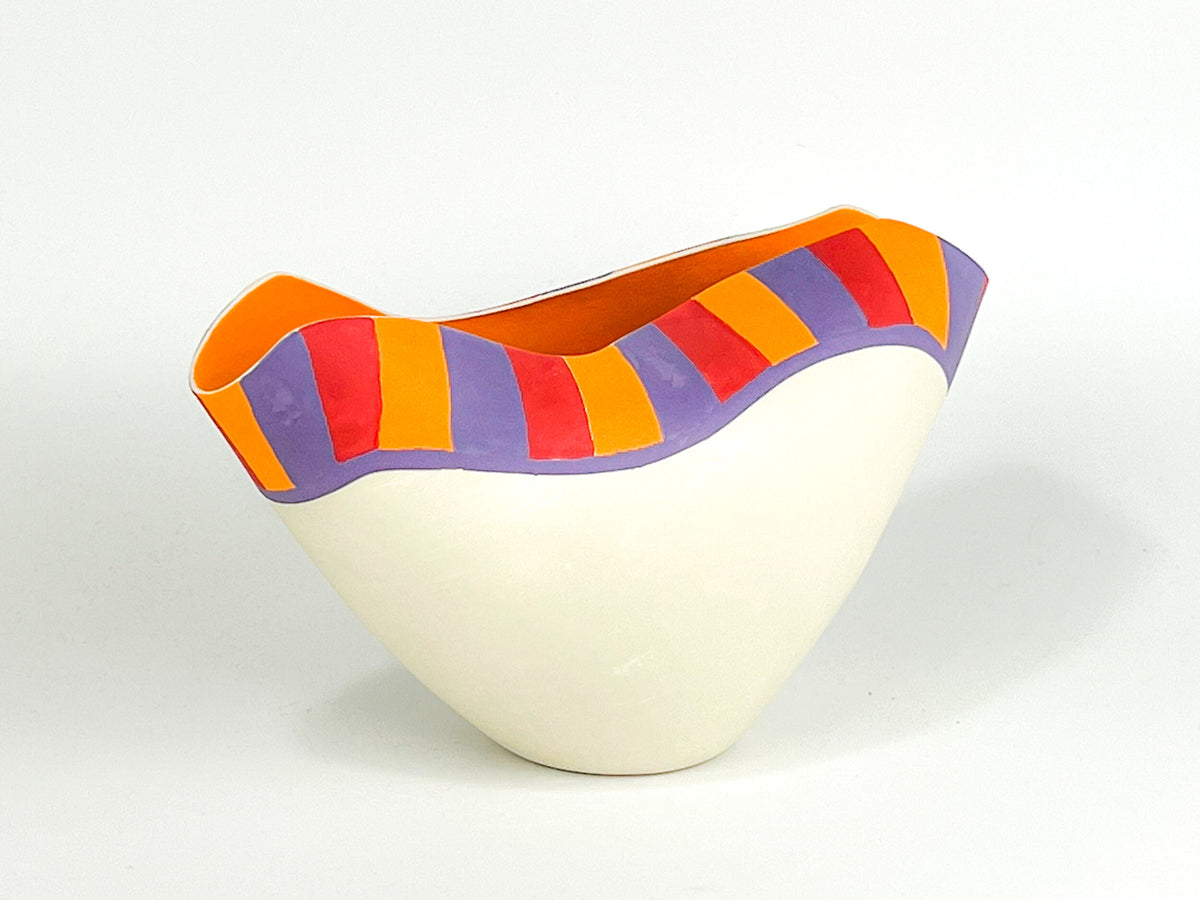 Festival Band I — JeanElton TallVase in Multi-Color/Cream, three-quarter view