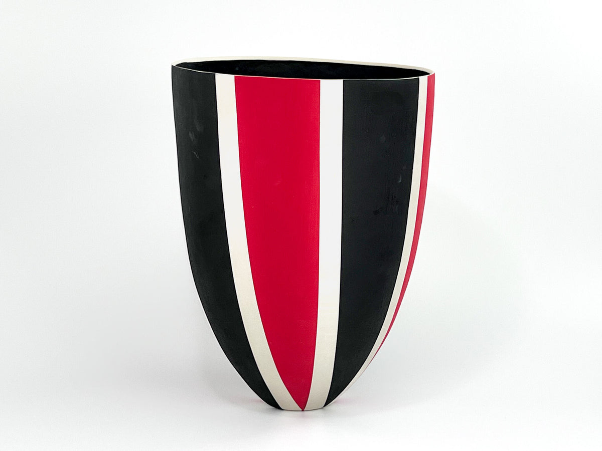 Crimson Parade — JeanElton TallVase in Black & Red, front view