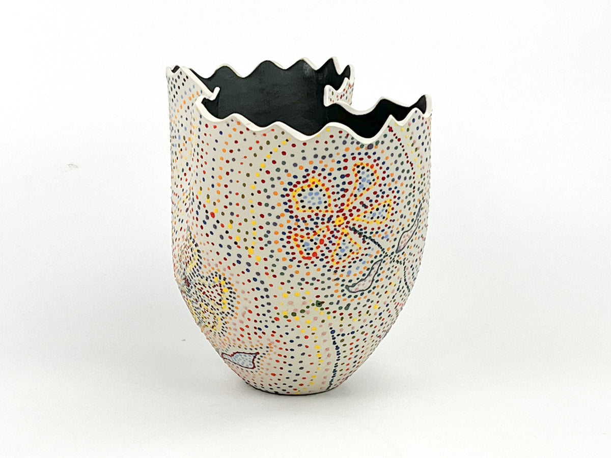 Buds by the Billions — JeanElton TallVase in Multi-Color/Black, three-quarter view
