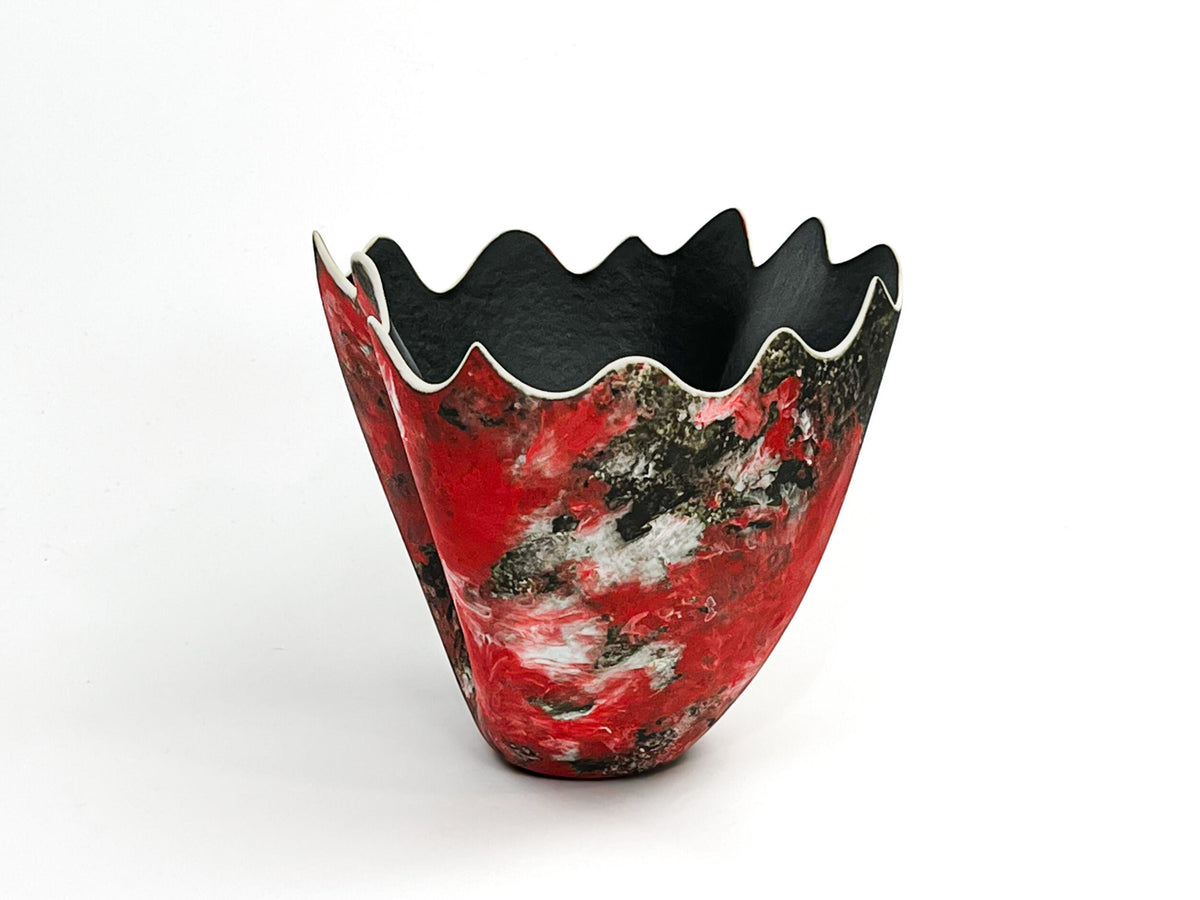 Crimson Bloom — JeanElton TallVase in Multi-Color/Black, side view