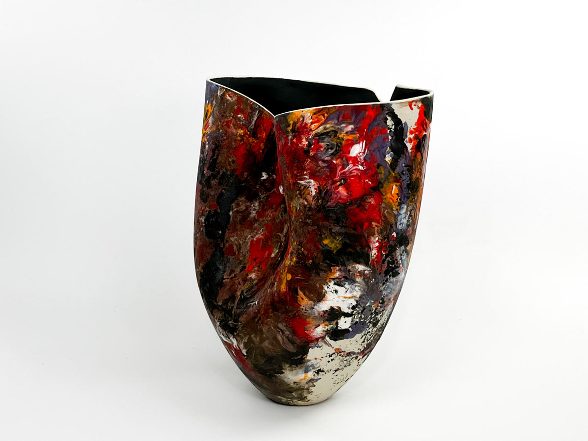 Phoenix Blaze — JeanElton TallVase in Red & Orange, three-quarter view