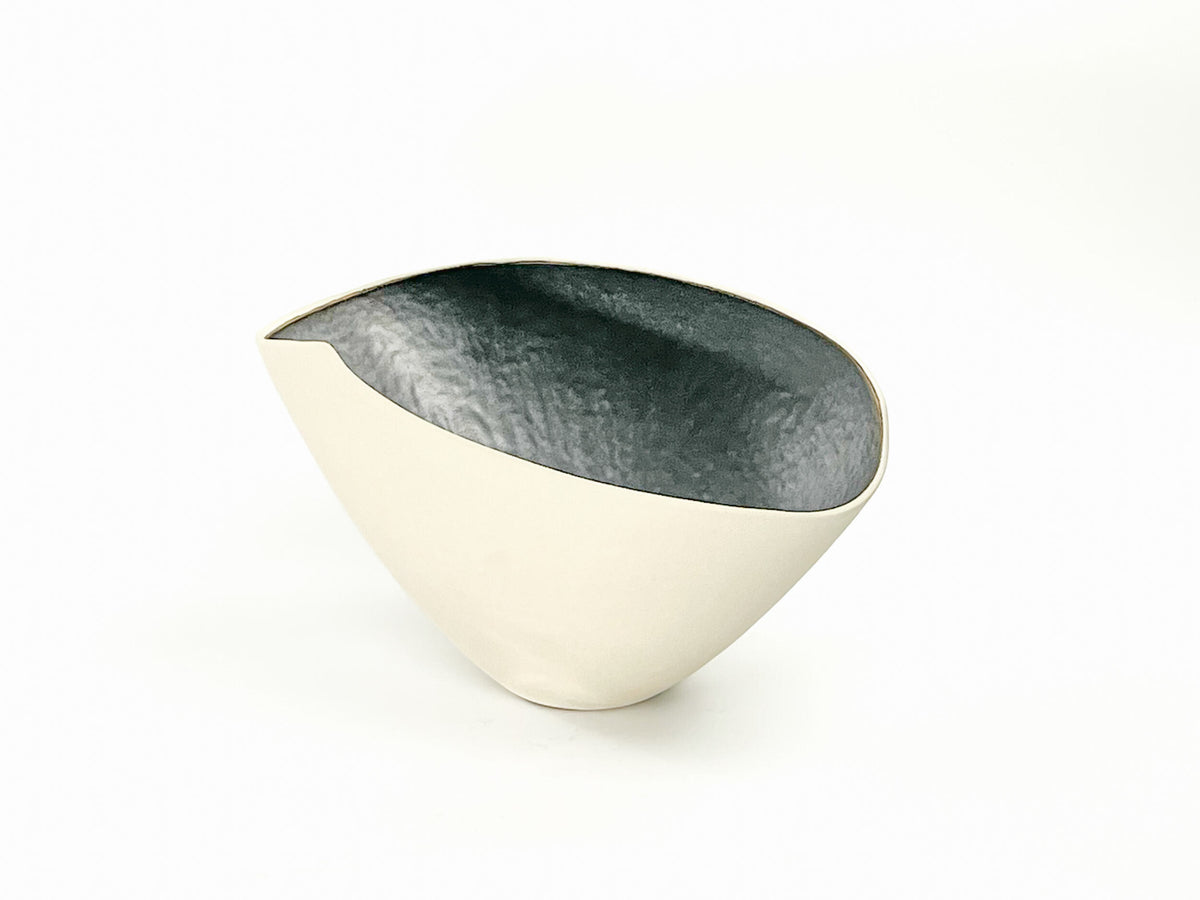Golden Ascent — JeanElton TallVase in Metallic & Cream, side view