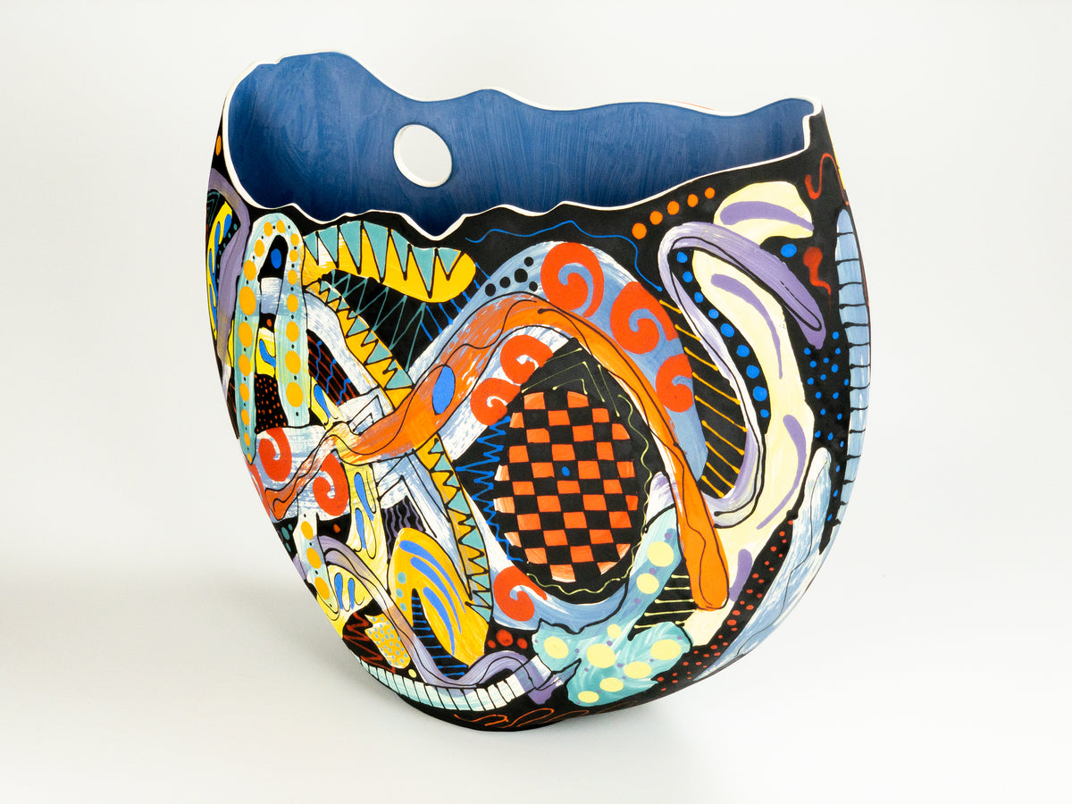 Purple Loch II — JeanElton DiskVase in Multi-Color/Blue, side view