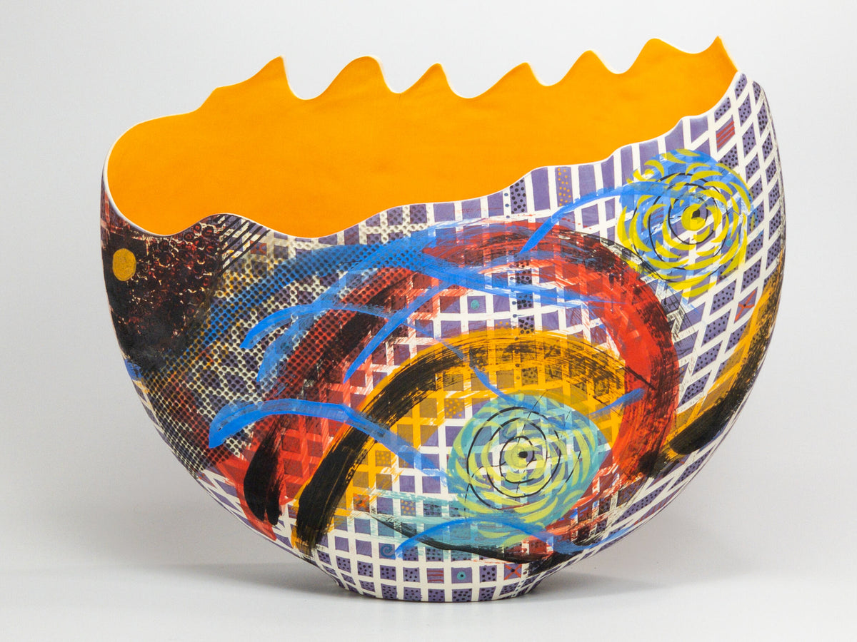 Solar Flare — JeanElton DiskVase in Multi-Color/Orange, front view