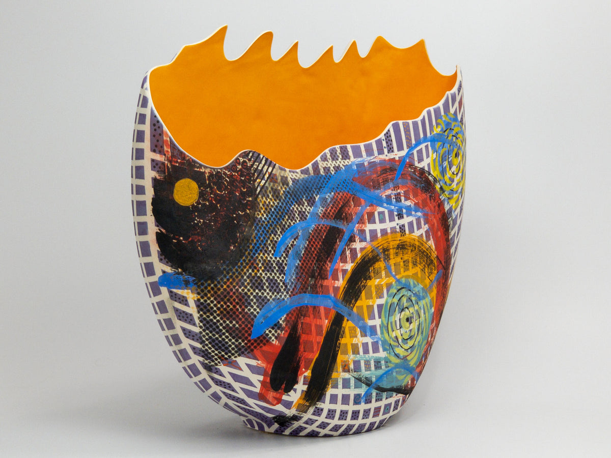 Solar Flare — JeanElton DiskVase in Multi-Color/Orange, side view