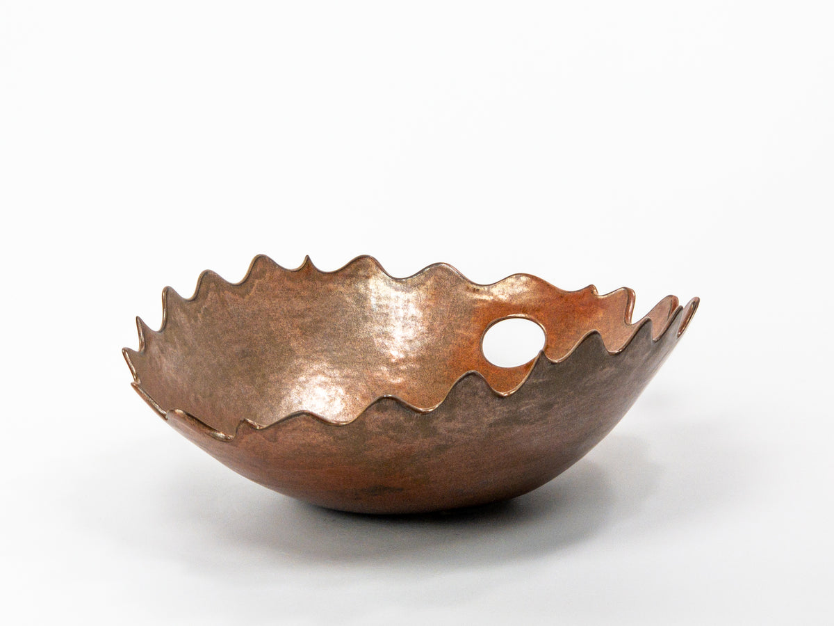 Copper Tide — JeanElton EllipticalBowl in Gold & Metallic, front view