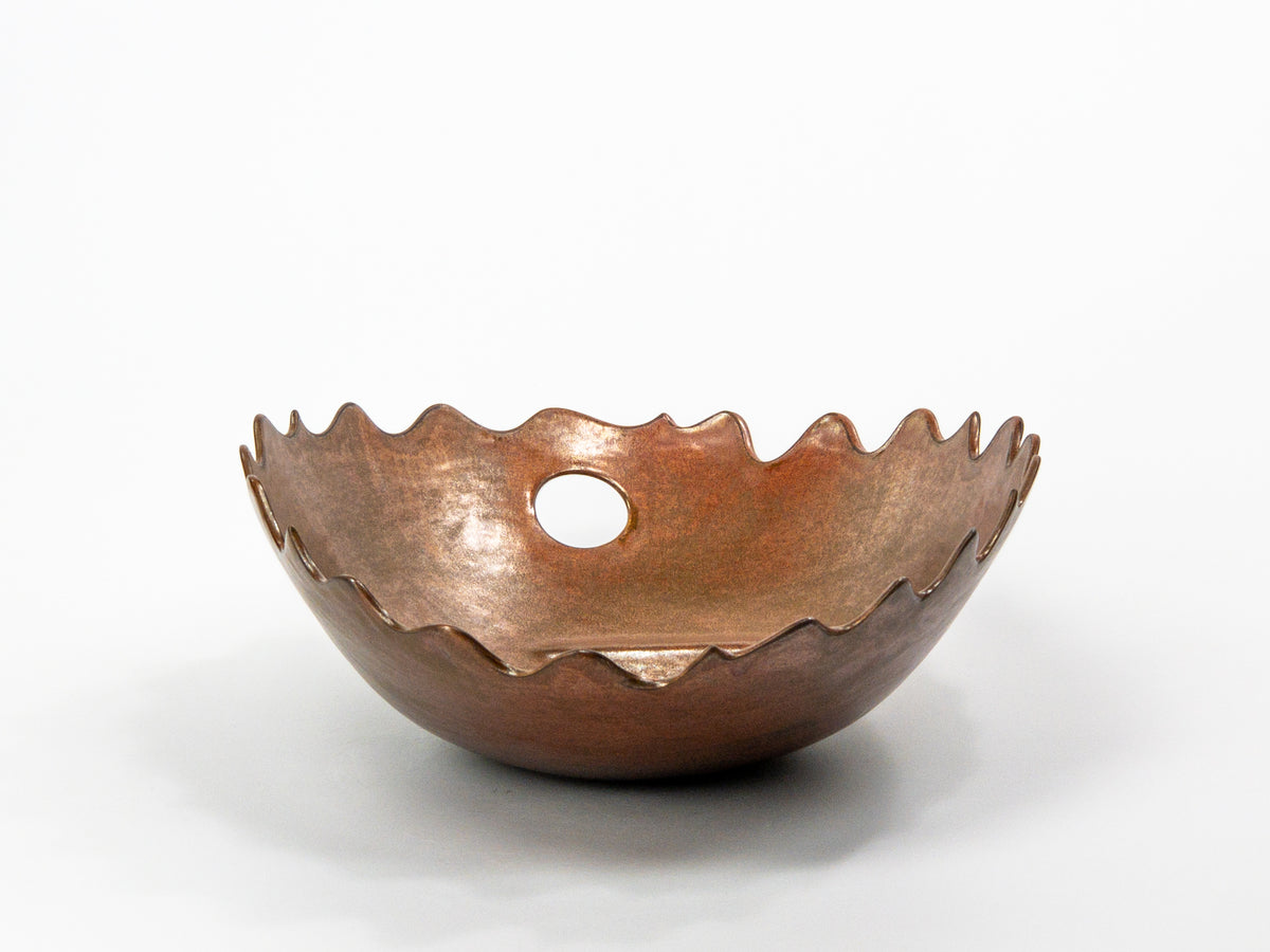 Copper Tide — JeanElton EllipticalBowl in Gold & Metallic, three-quarter view