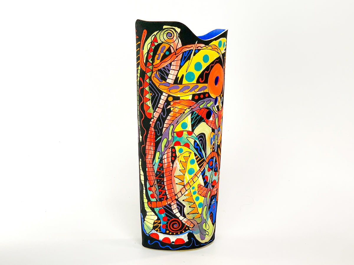 Verdant Veranda II — JeanElton OvalVase in Multi-Color, three-quarter view