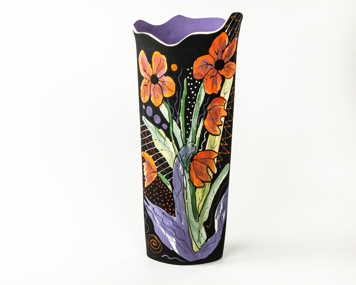 Tall Flowers — JeanElton OvalVase in Multi-Color/Purple, front view