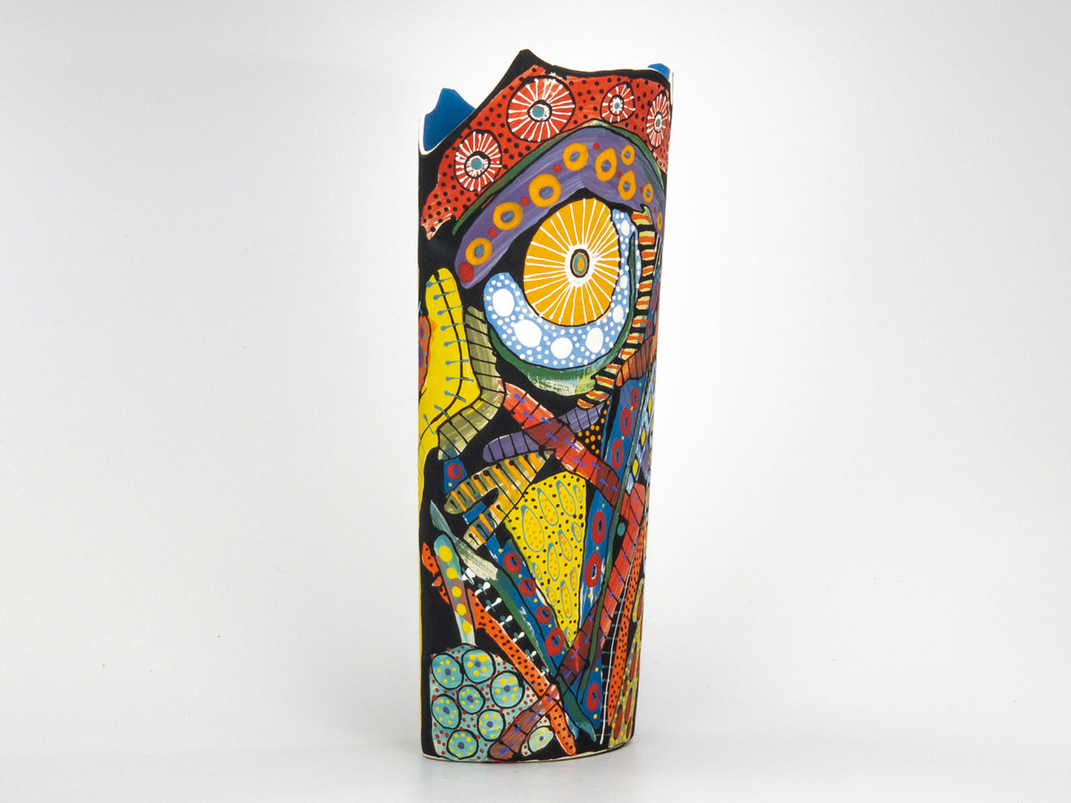 SkySkein — JeanElton OvalVase in Multi-Color/Blue, three-quarter view