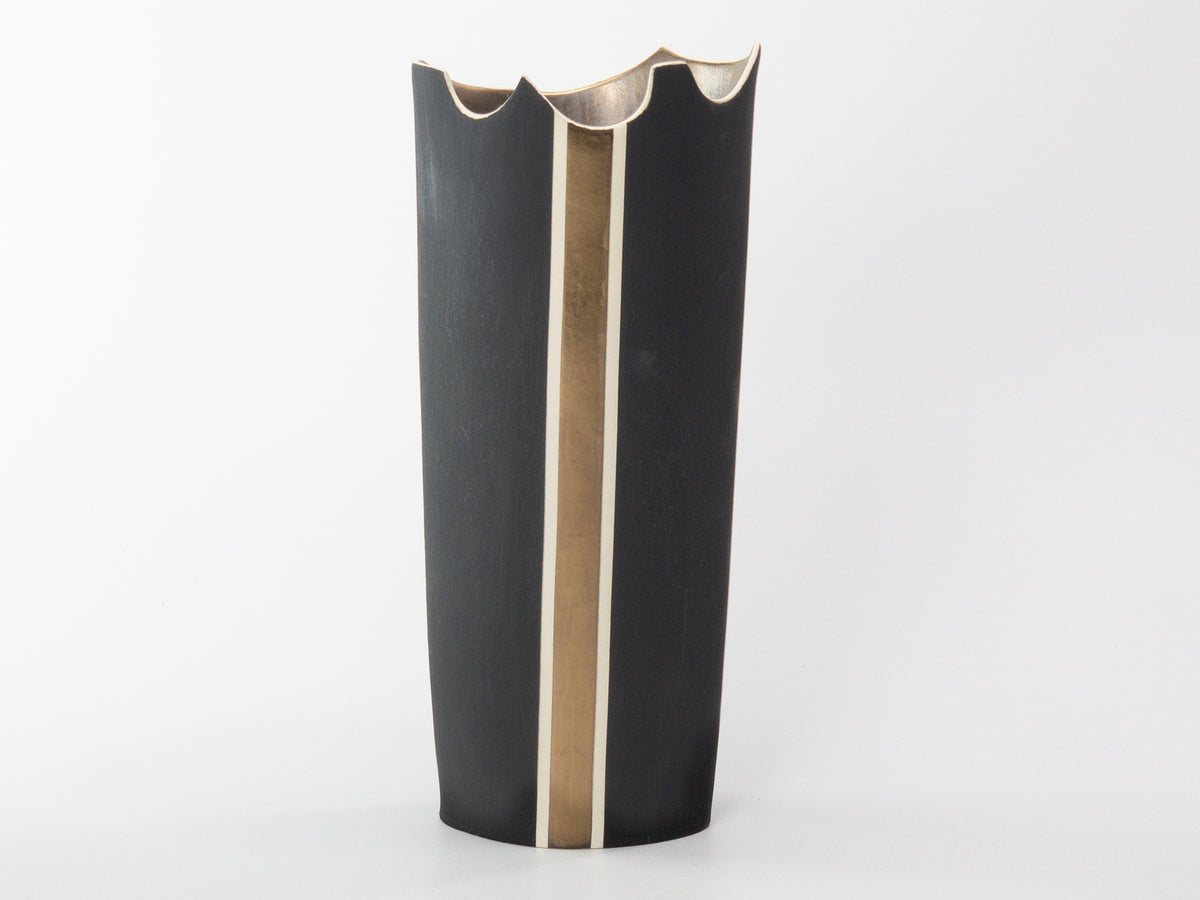 Golden Spike — JeanElton OvalVase in Gold & Metallic, front view