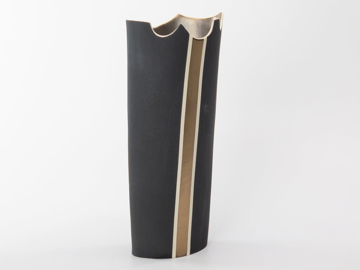 Golden Spike — JeanElton OvalVase in Gold & Metallic, three-quarter view