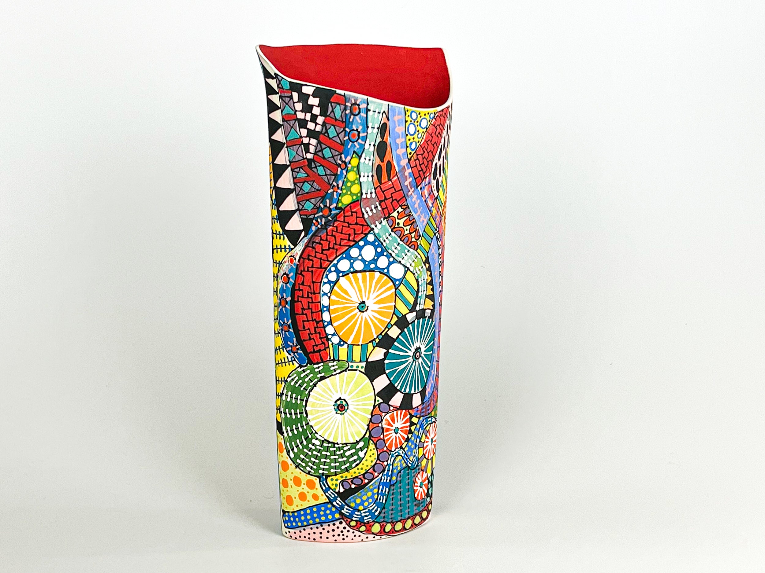 Oval Fireworks — JeanElton OvalVase in Multi-Color/Red, three-quarter view