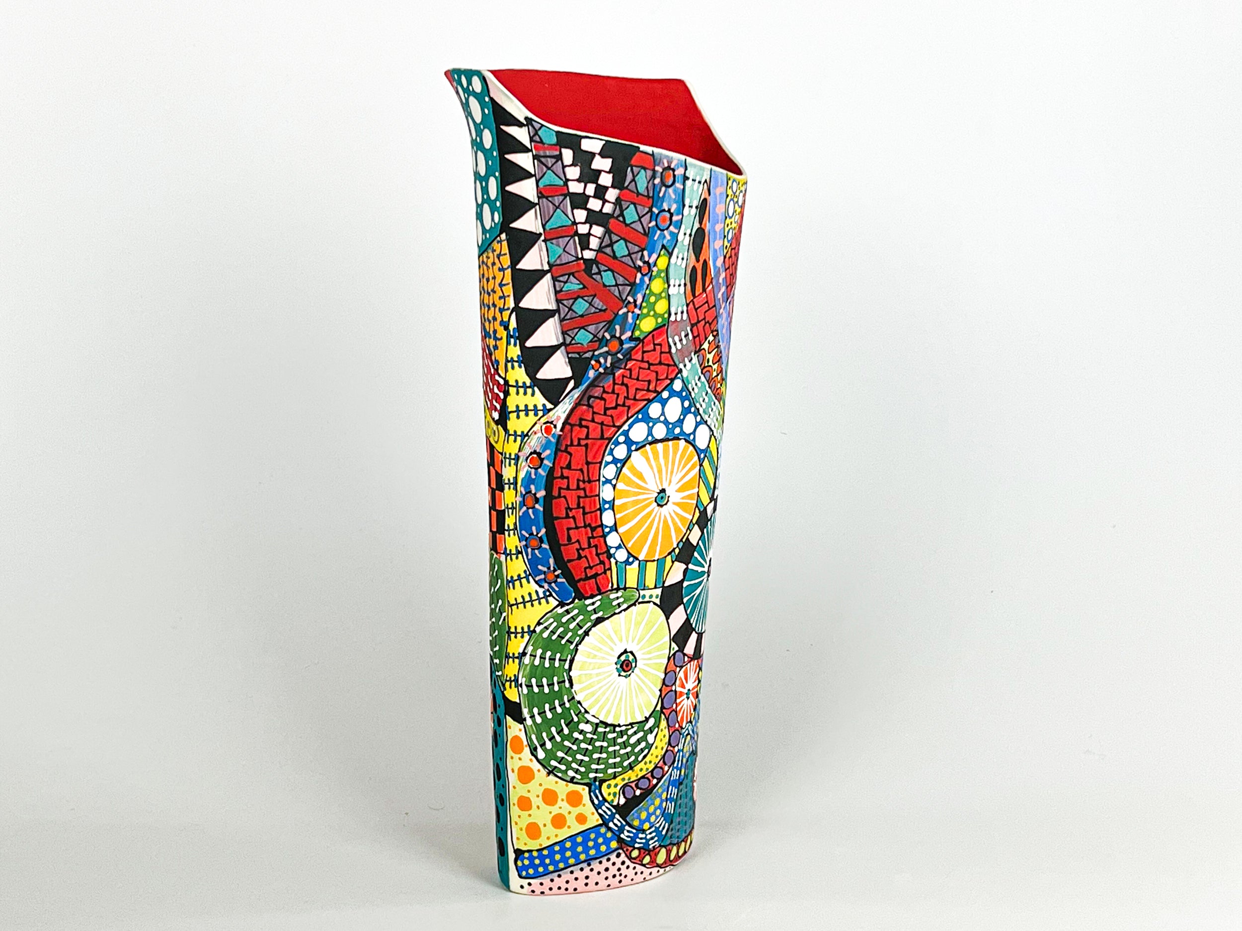 Oval Fireworks — JeanElton OvalVase in Multi-Color/Red, side view