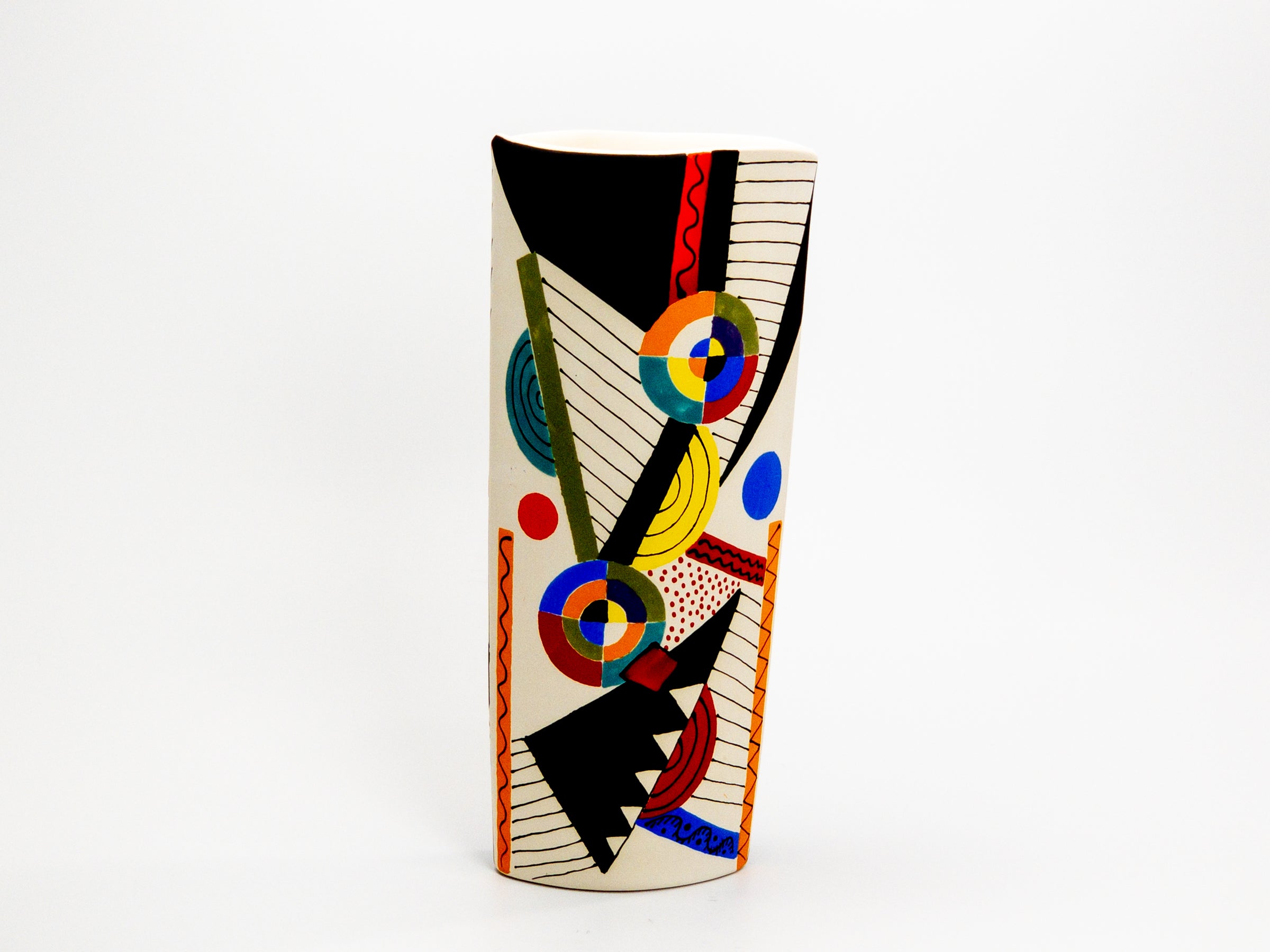 Calder Mobile Tribute — JeanElton OvalVase in Multi-Color/Cream, three-quarter view
