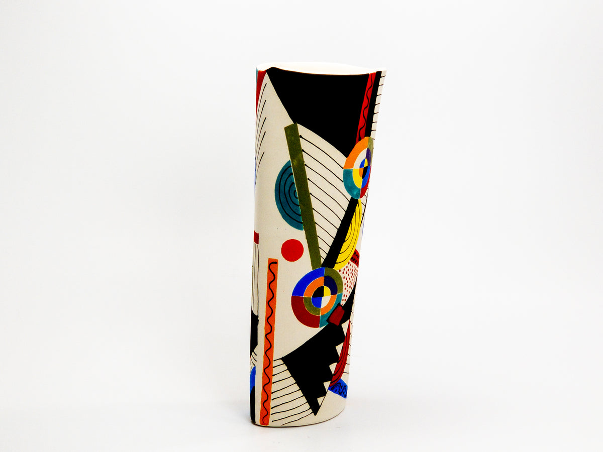 Calder Mobile Tribute — JeanElton OvalVase in Multi-Color/Cream, side view