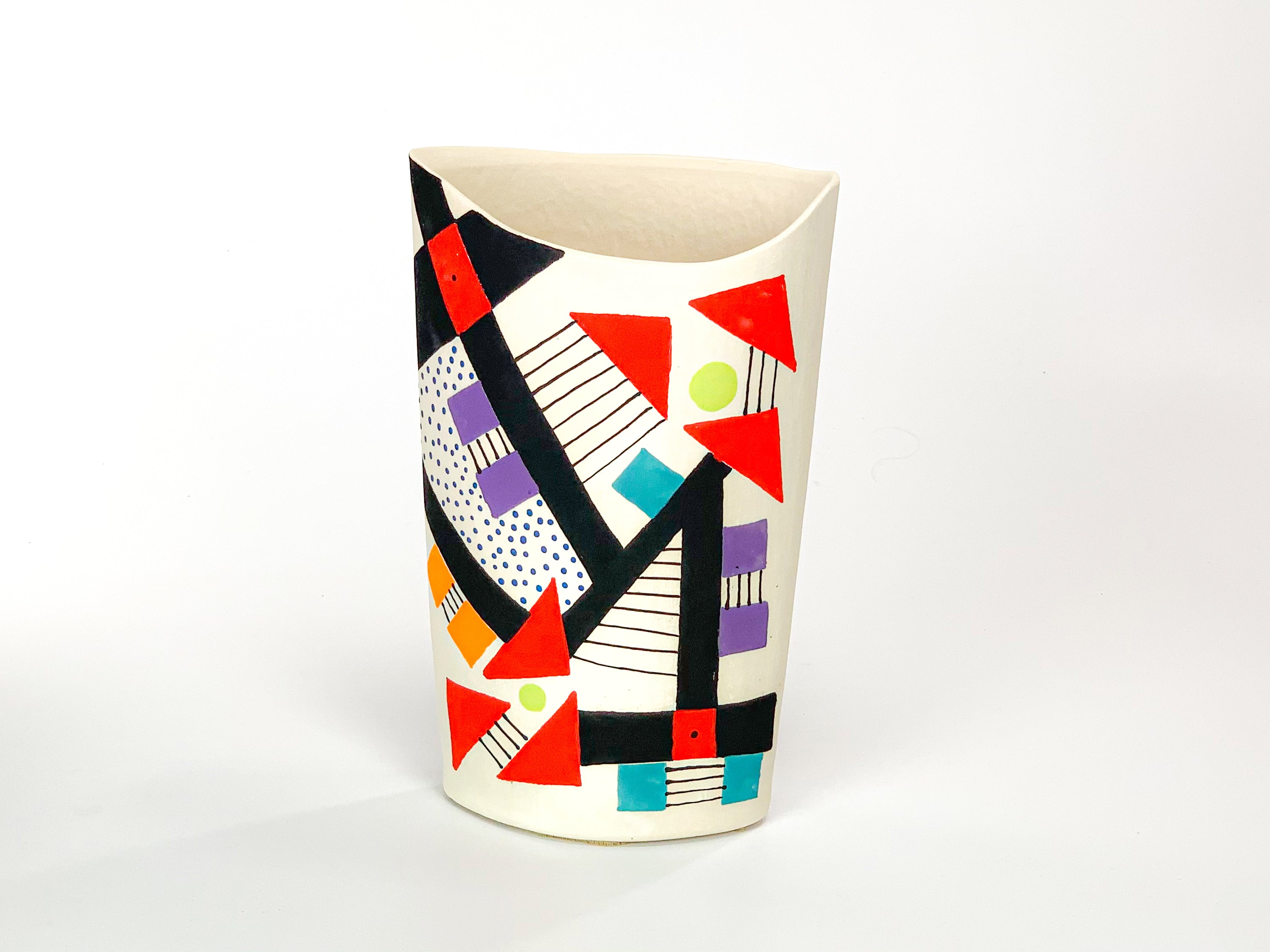 Calder Mobile Tribute II — JeanElton OvalVase in Multi-Color/Cream, front view