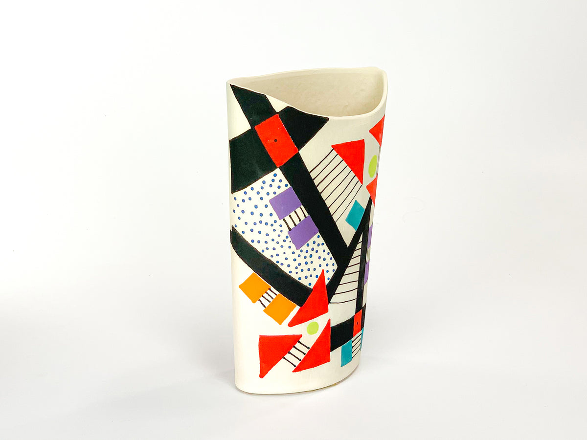 Calder Mobile Tribute II — JeanElton OvalVase in Multi-Color/Cream, side view
