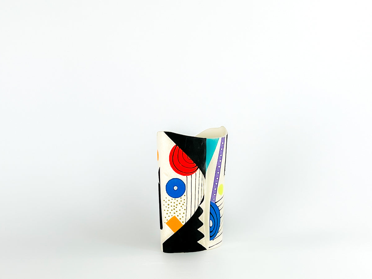 Calder Mobile Tribute IV — JeanElton OvalVase in Multi-Color/Cream, three-quarter view