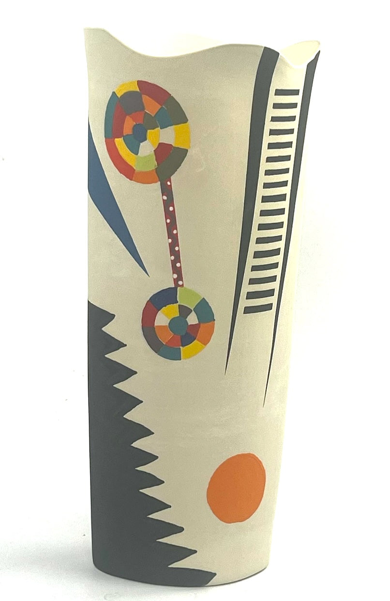 Calder Mobile Tribute VIII — JeanElton OvalVase in Multi-Color/Cream, front view