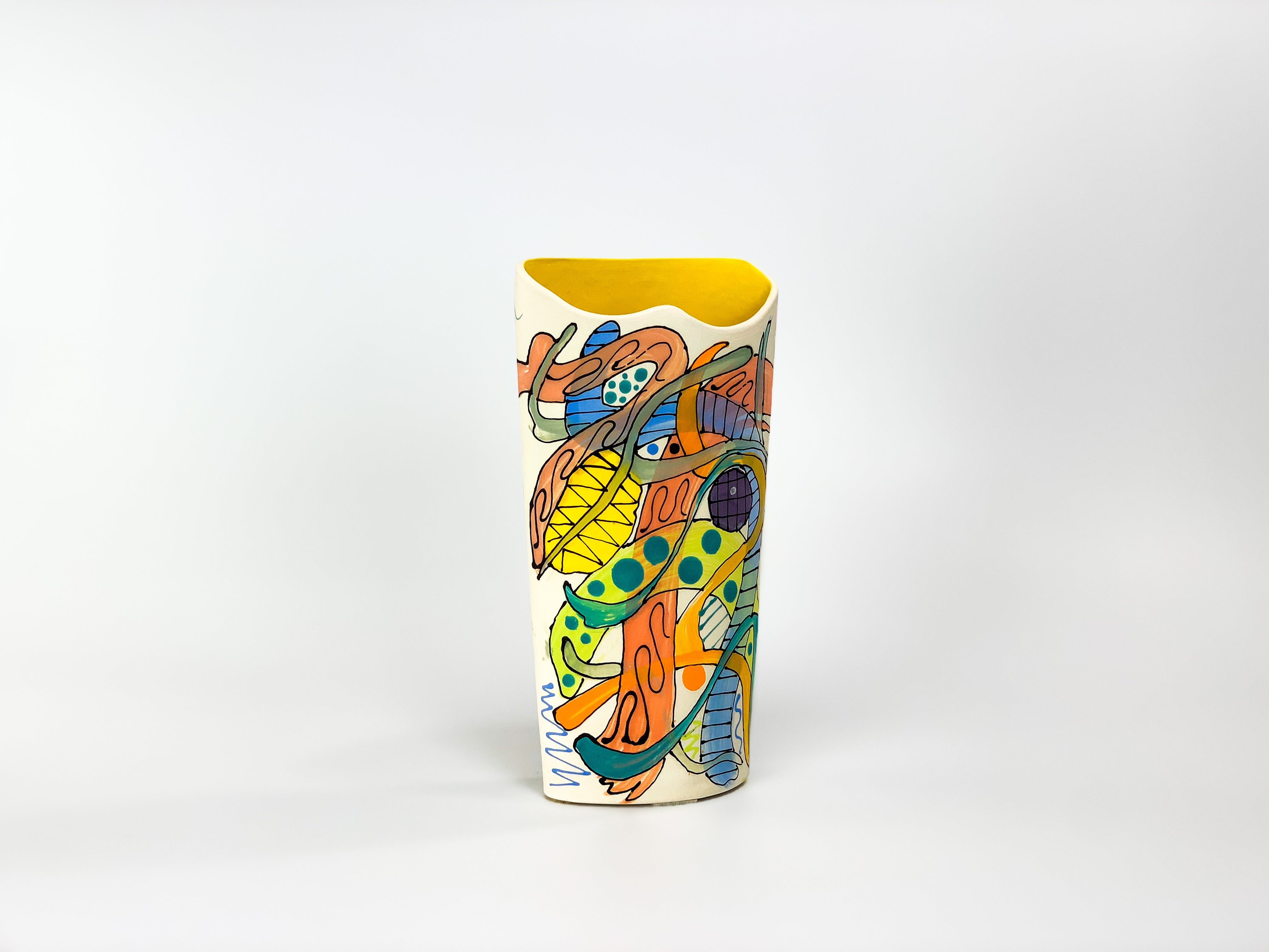 Tuber Garden at Noon b — JeanElton OvalVase in Multi-Color/Yellow, three-quarter view