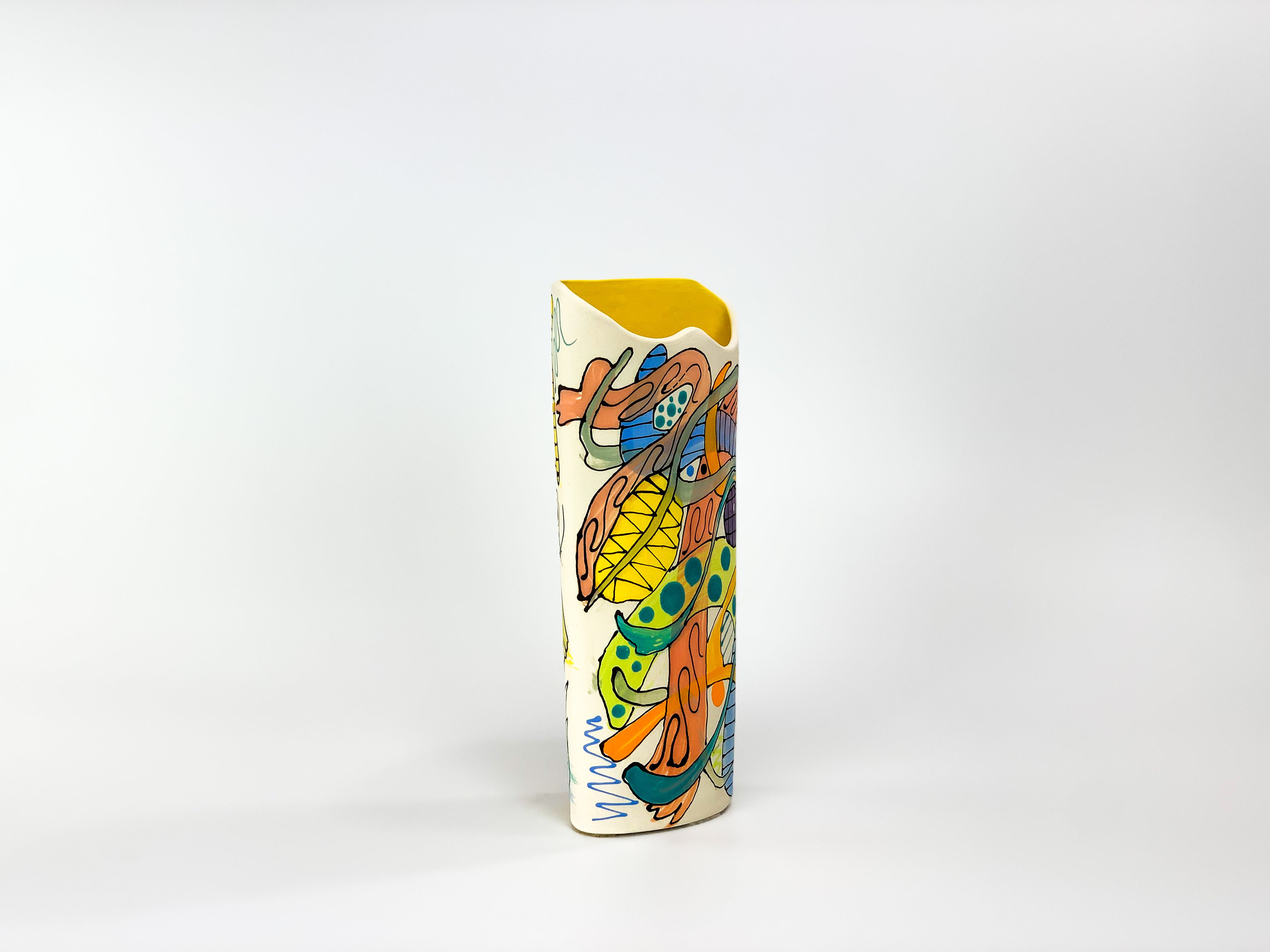 Tuber Garden at Noon b — JeanElton OvalVase in Multi-Color/Yellow, side view