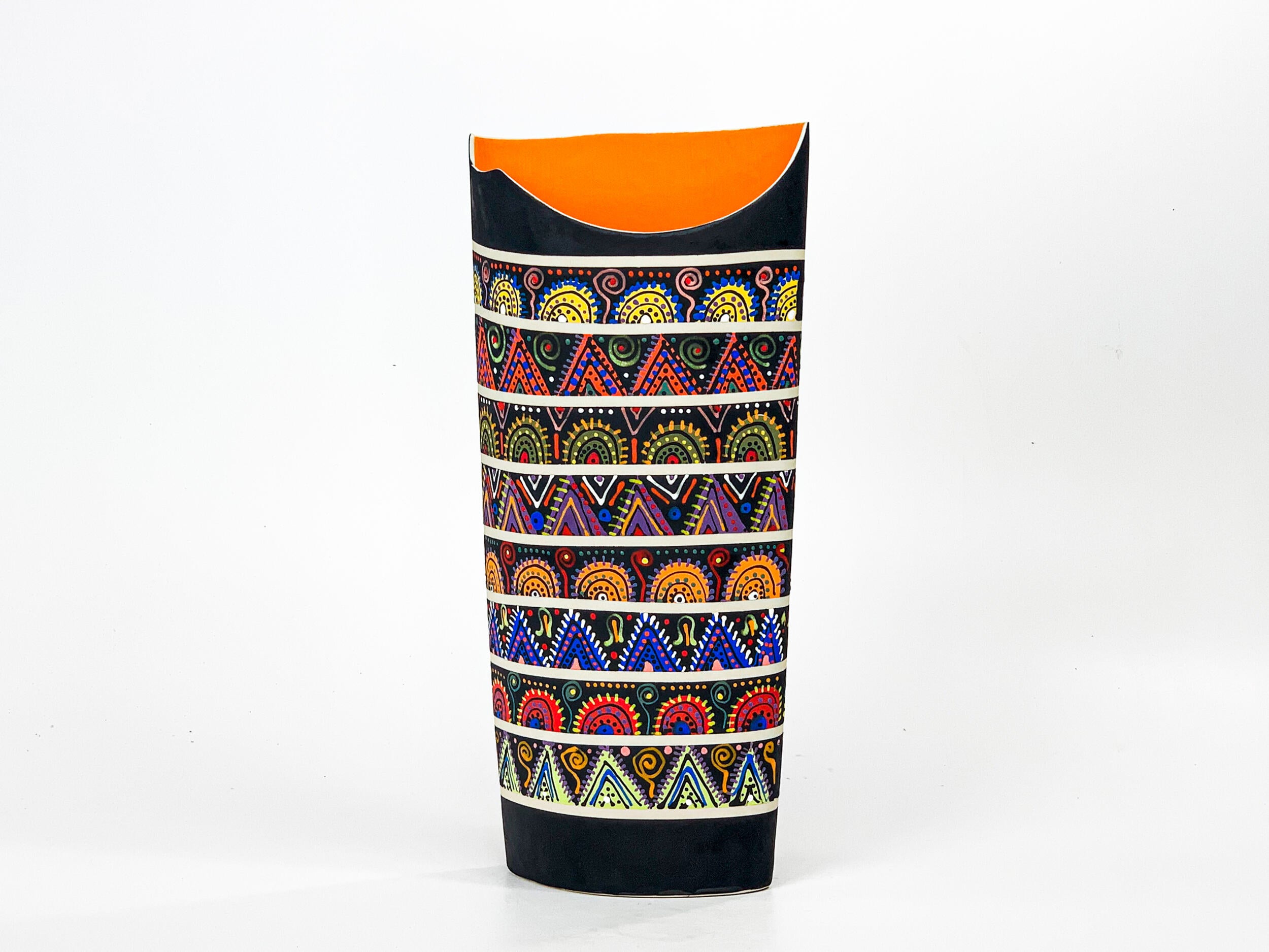 Sunset on the Rockies — JeanElton OvalVase in Multi-Color/Orange, front view
