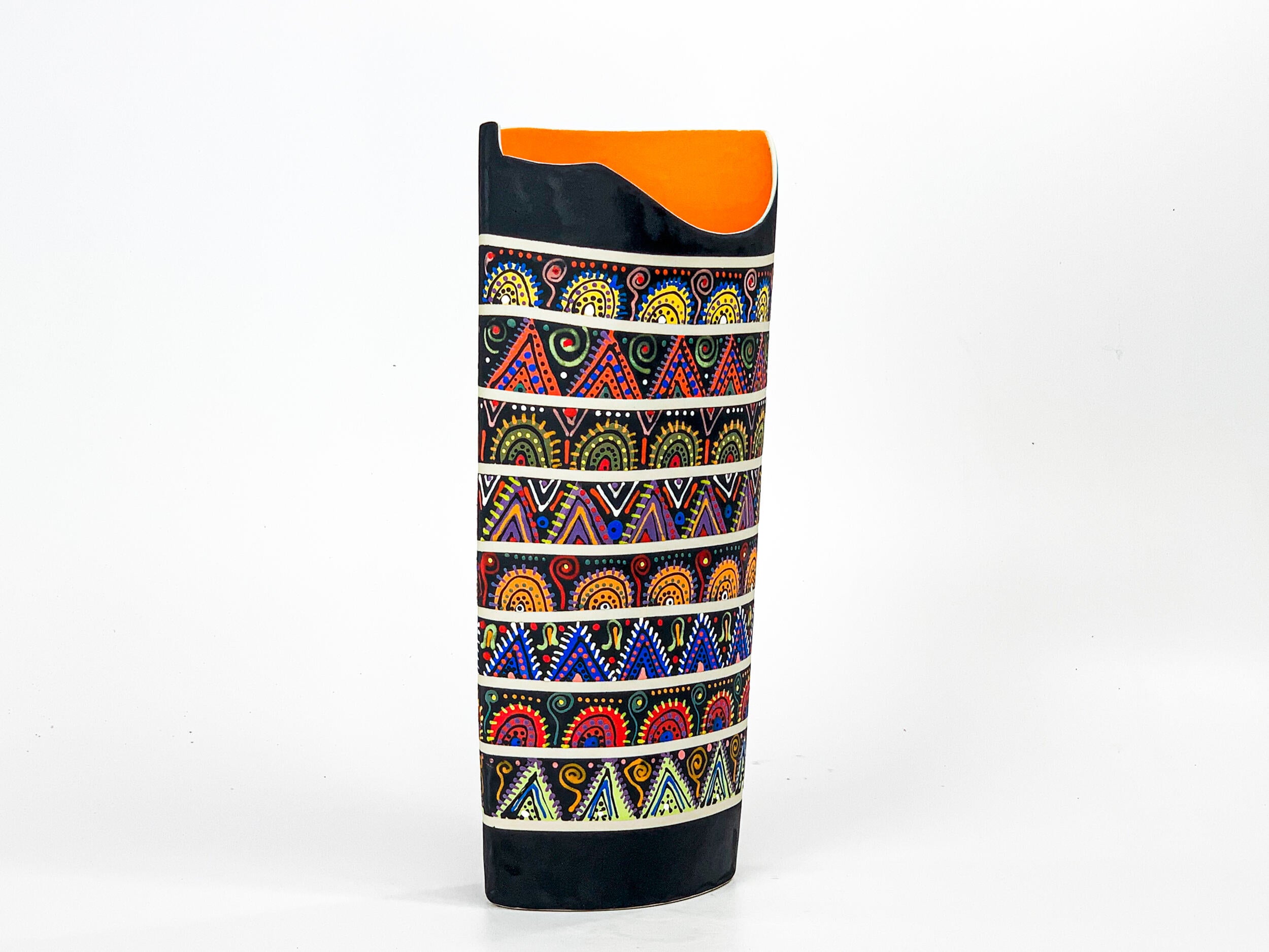 Sunset on the Rockies — JeanElton OvalVase in Multi-Color/Orange, side view