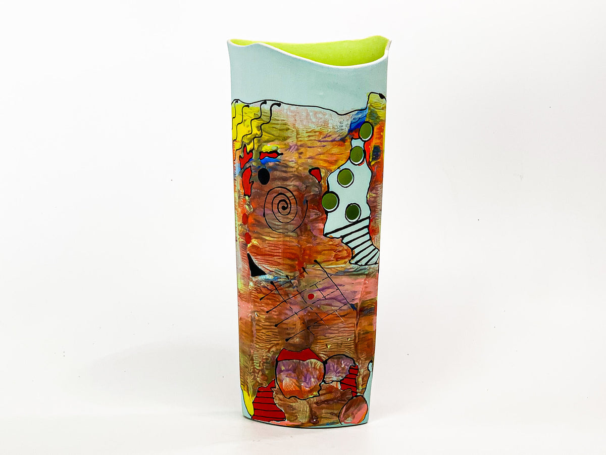Soft Voltage — JeanElton OvalVase in Neutral & Earth, three-quarter view