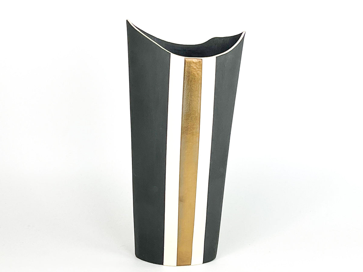 Gilded Silence — JeanElton OvalVase in Gold & Metallic, front view