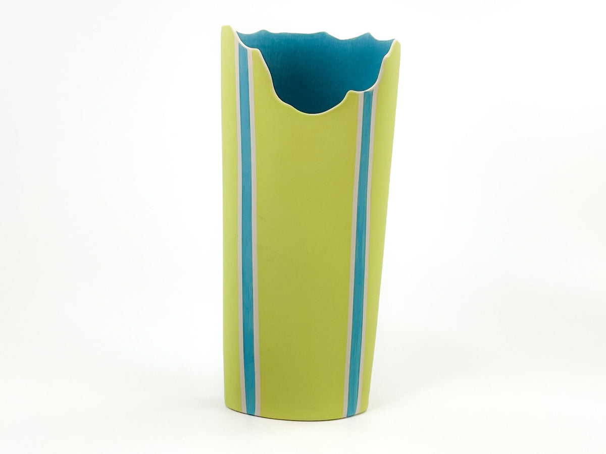 Veranda Breeze — JeanElton OvalVase in Green & Olive, front view