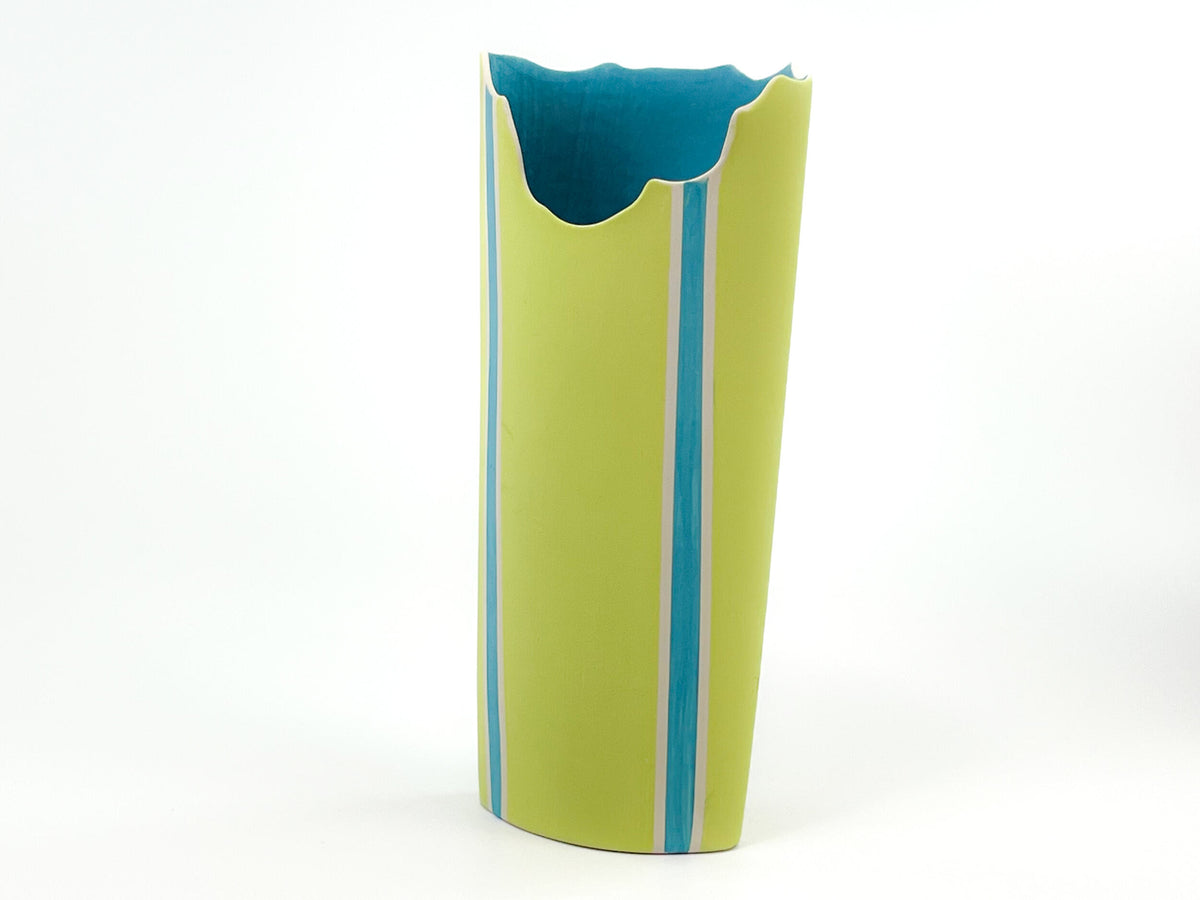 Veranda Breeze — JeanElton OvalVase in Green & Olive, three-quarter view