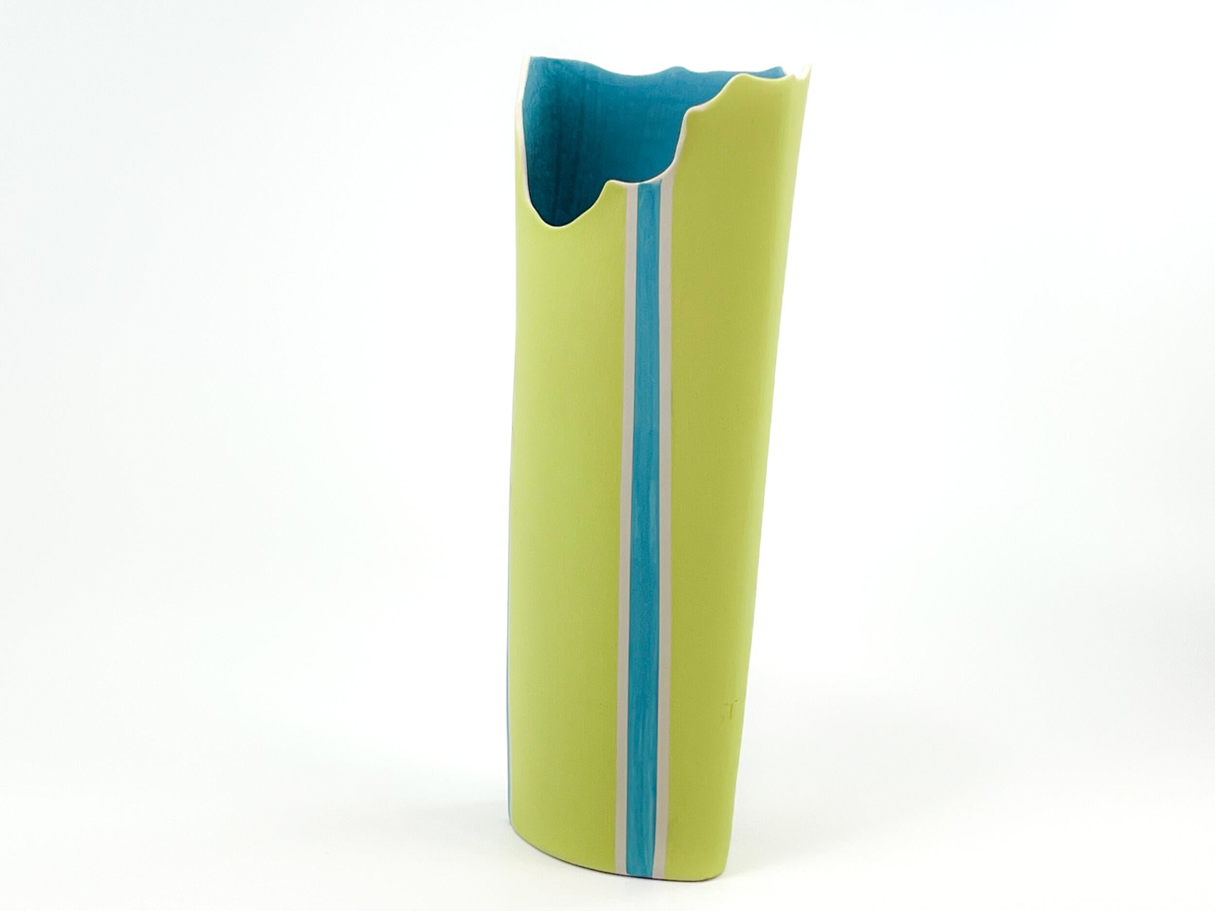 Veranda Breeze — JeanElton OvalVase in Green & Olive, side view