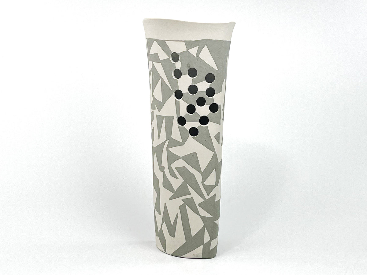 Shadow Glyph I — JeanElton OvalVase in Neutral & Earth, three-quarter view