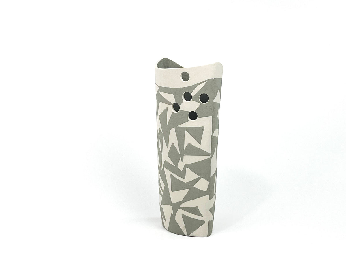 Shadow Glyph II — JeanElton OvalVase in Neutral & Earth, three-quarter view