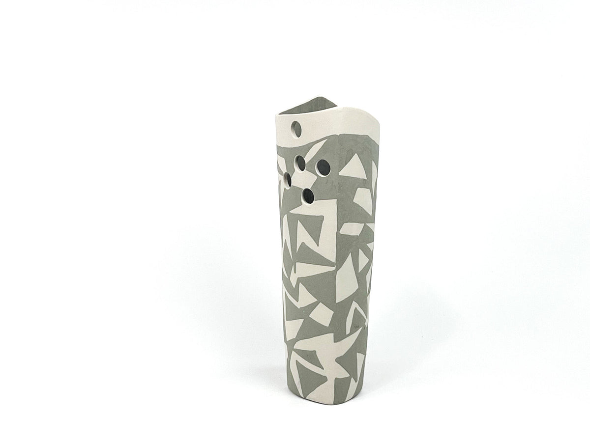 Shadow Glyph II — JeanElton OvalVase in Neutral & Earth, side view