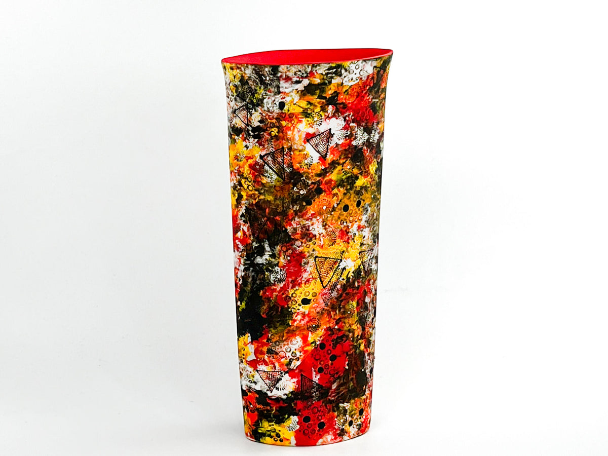 Solar Radiance — JeanElton OvalVase in Red & Orange, front view