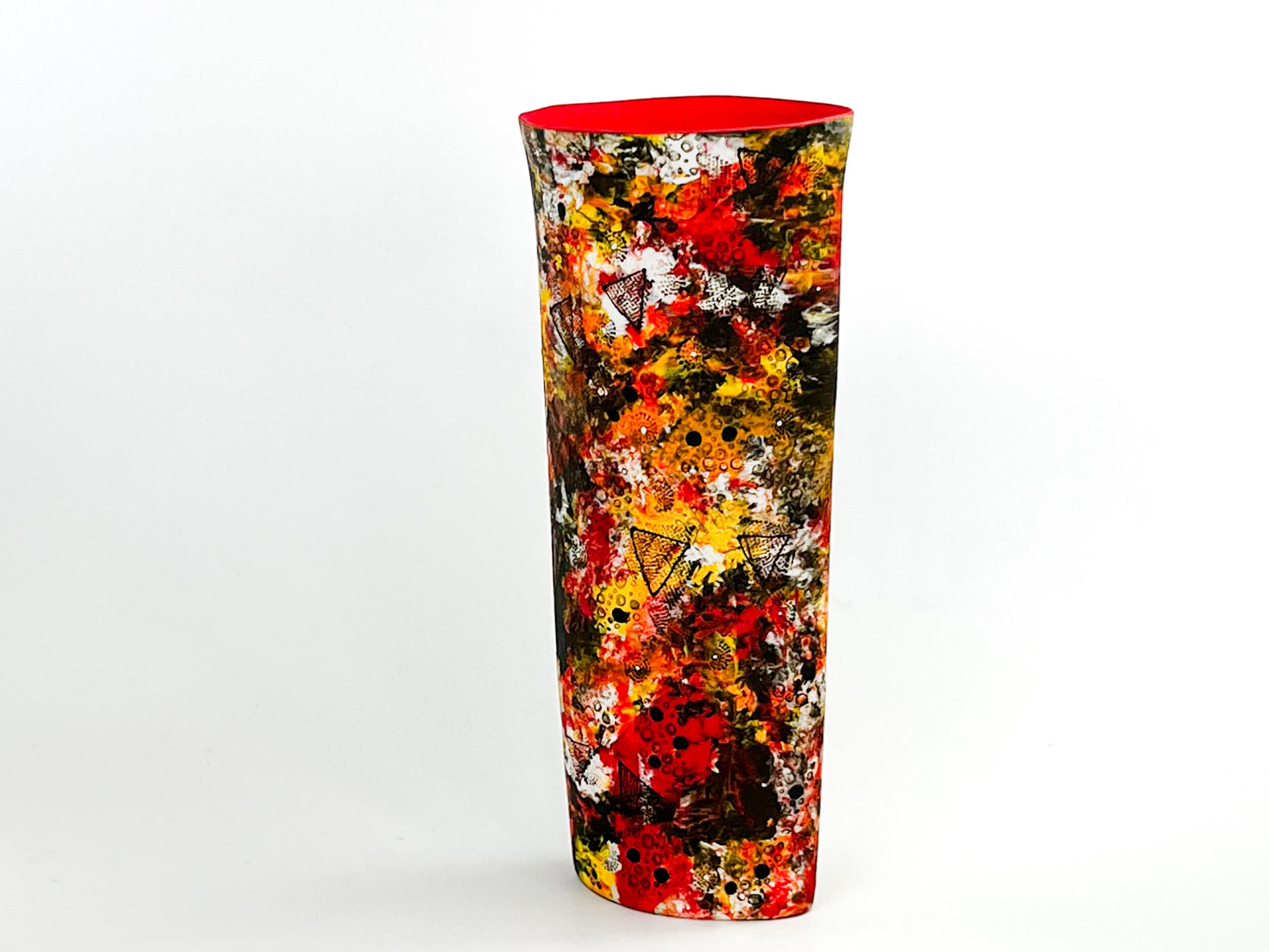 Solar Radiance — JeanElton OvalVase in Red & Orange, three-quarter view