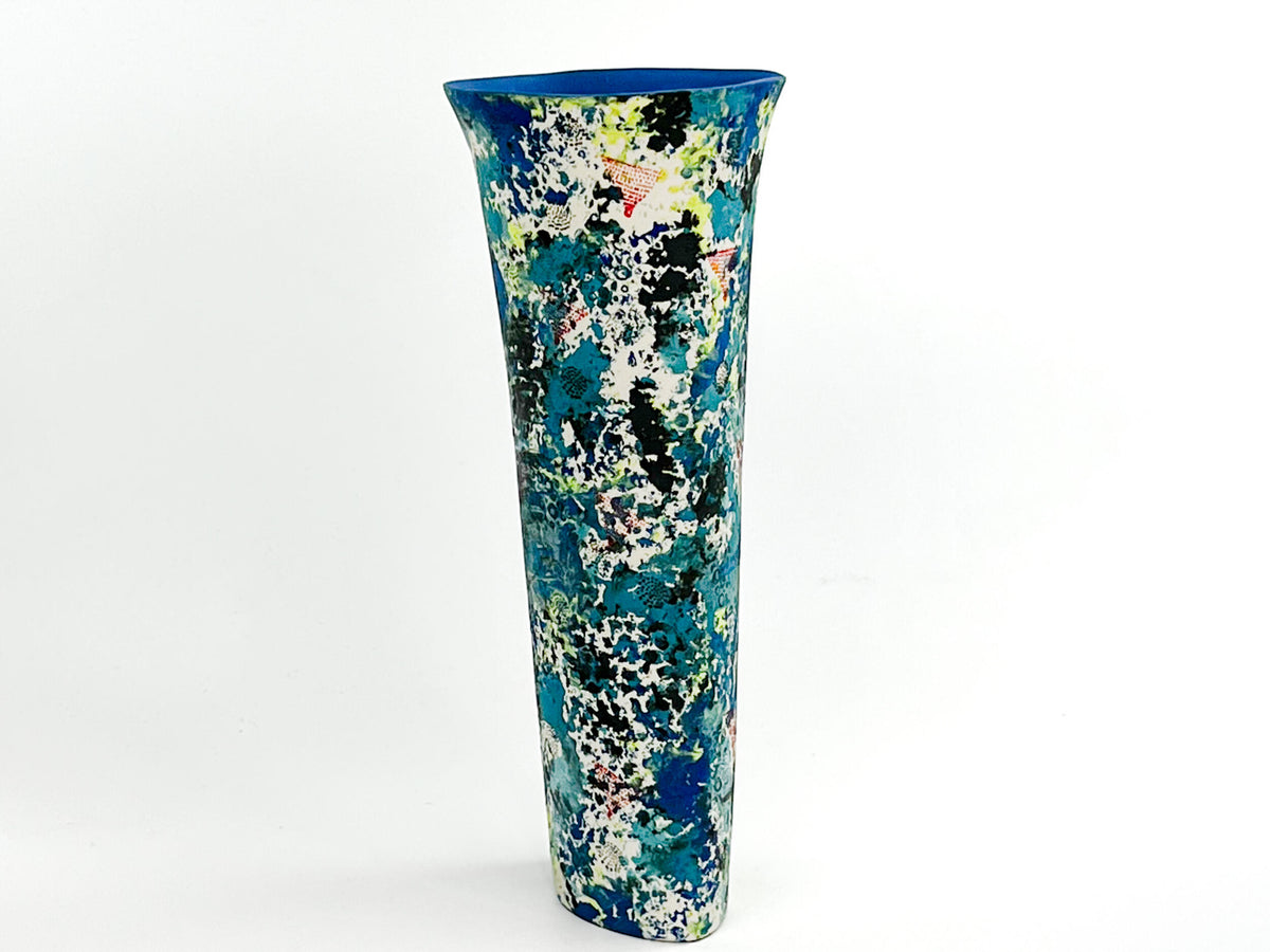 Luminous Forest — JeanElton OvalVase in Green & Olive, side view