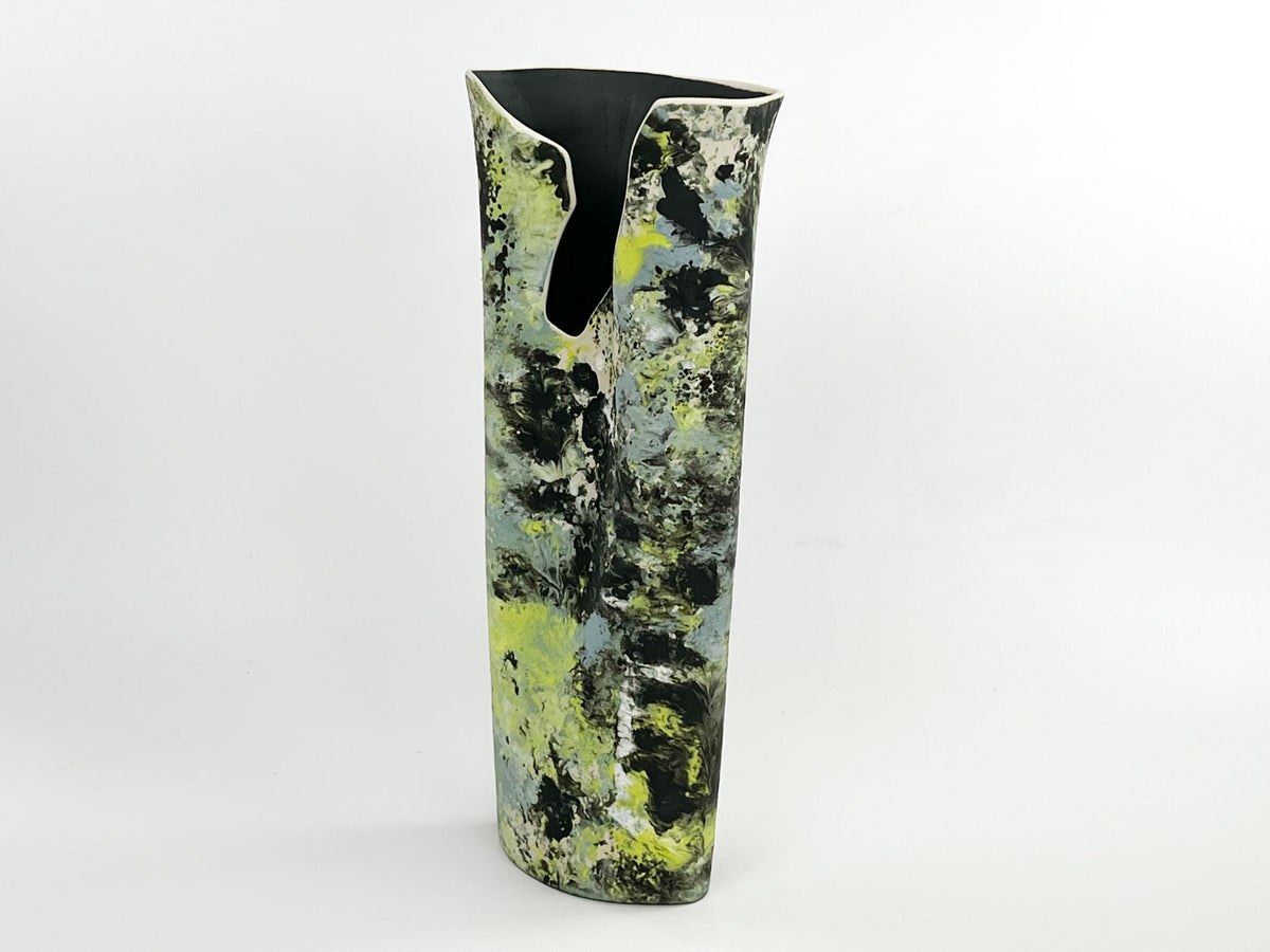 Moss Veil — JeanElton OvalVase in Green & Olive, three-quarter view