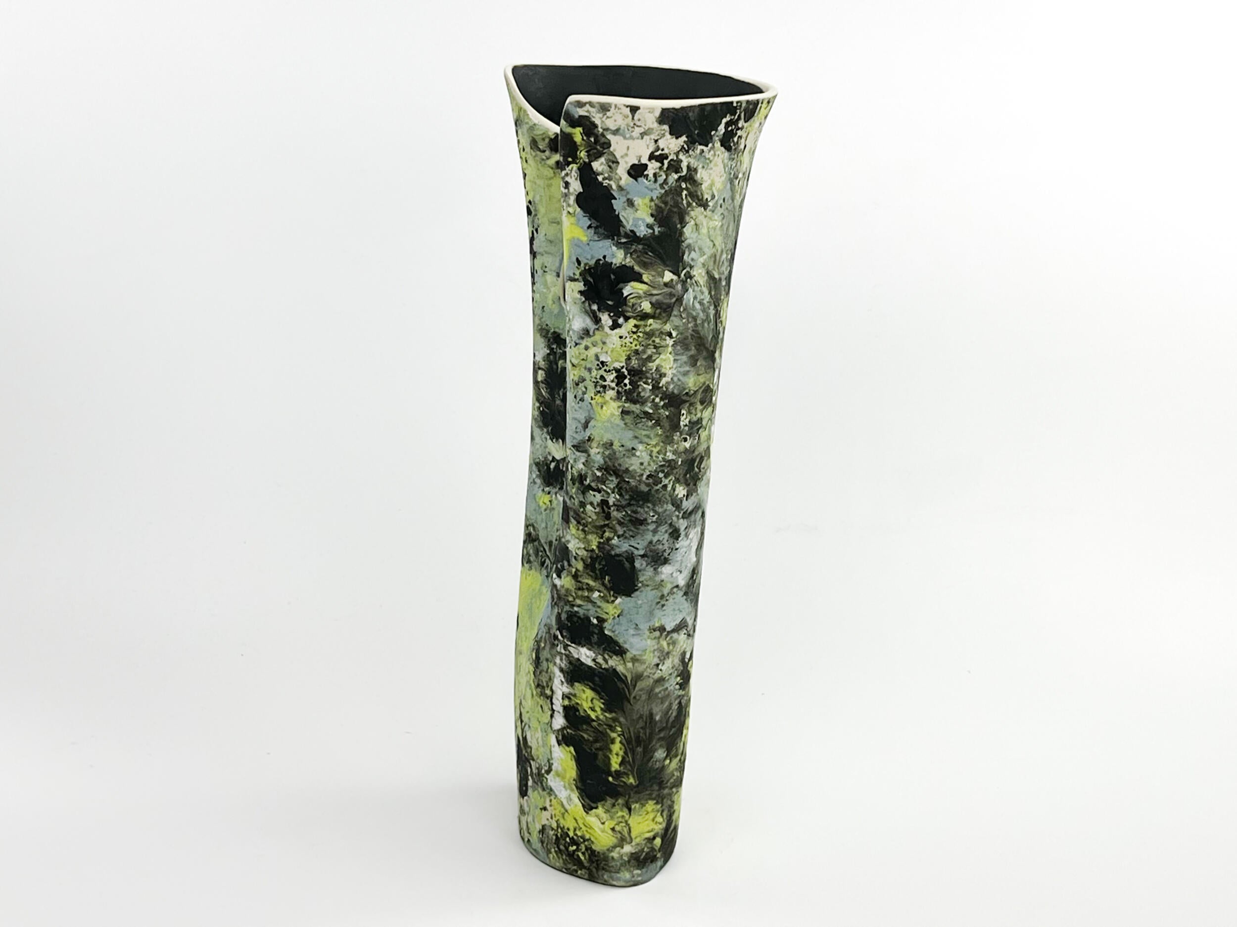 Moss Veil — JeanElton OvalVase in Green & Olive, side view