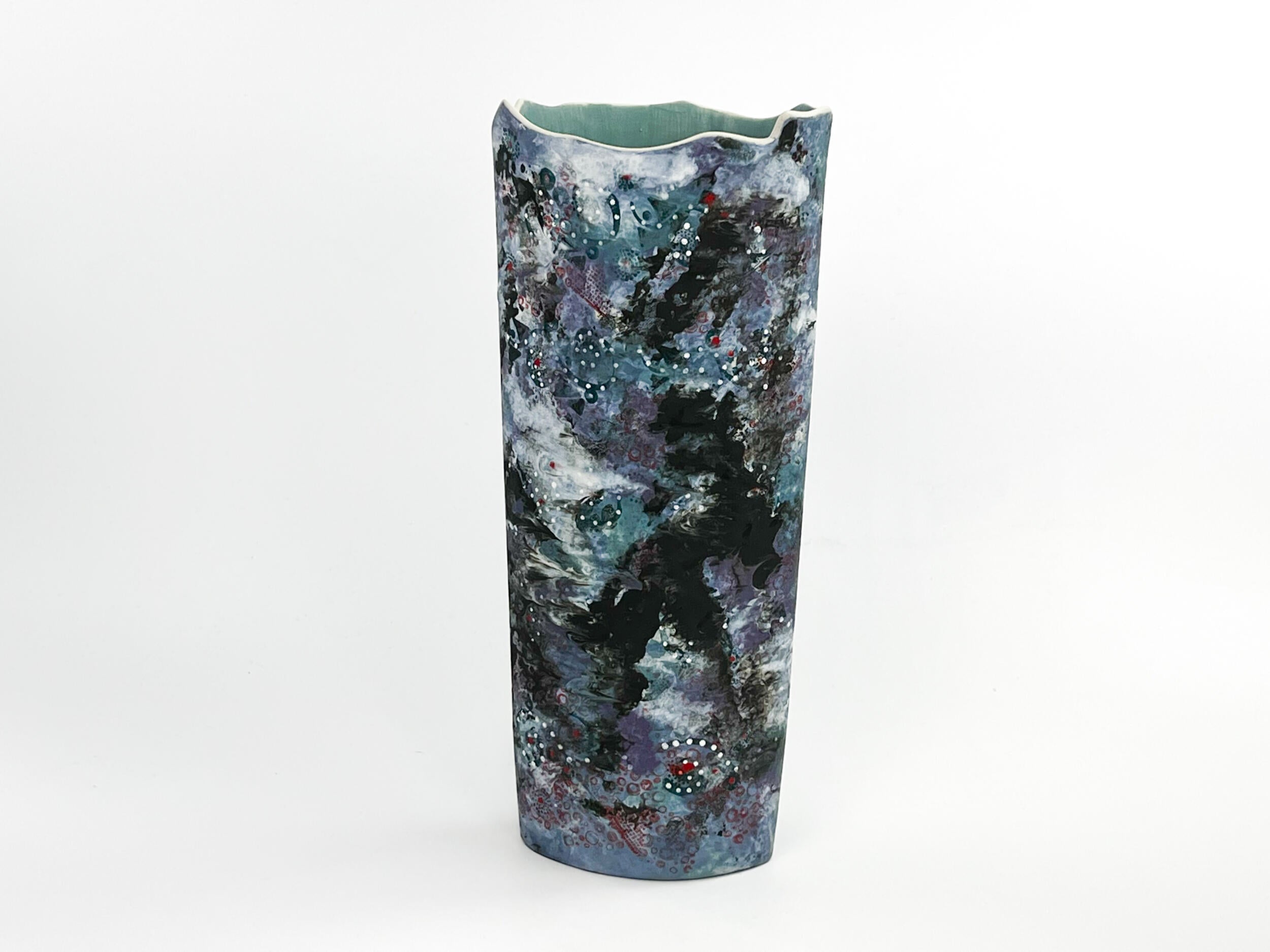 Celestial Drift — JeanElton OvalVase in Blue & Purple, front view