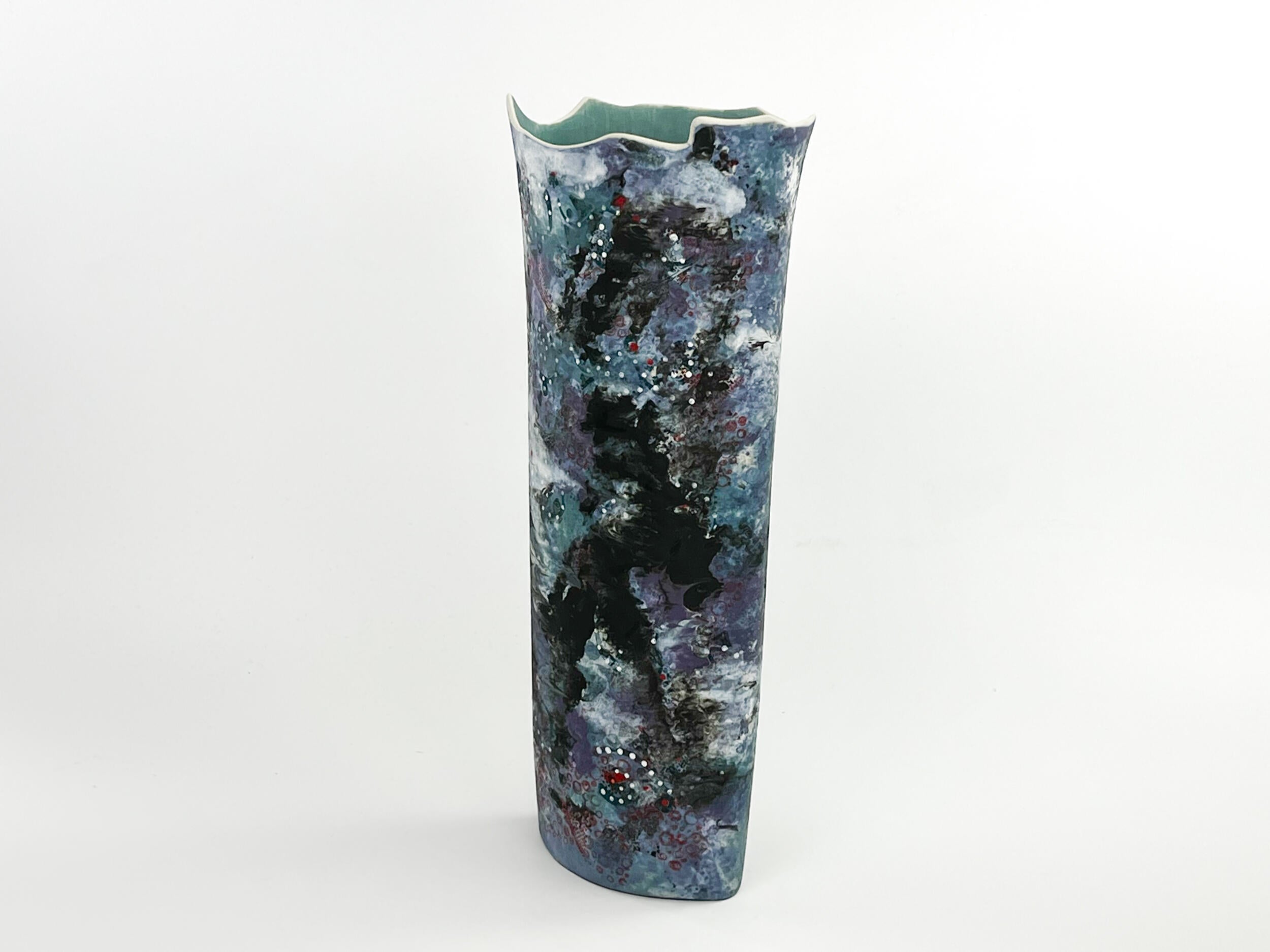 Celestial Drift — JeanElton OvalVase in Blue & Purple, three-quarter view
